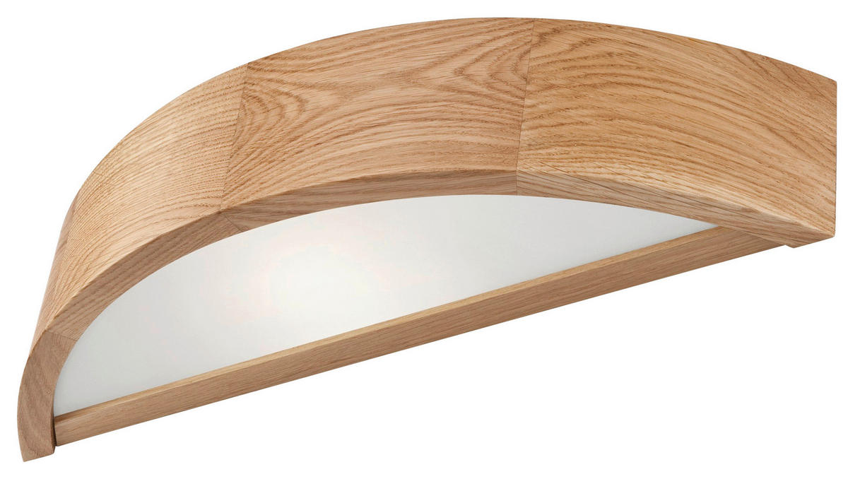 Lamkur Deckenleuchte Eiche Glas Holz H/L: ca. 8x40,5 cm E27 1 Brennstellen EVELINE WALL - Eiche (40,50cm) - Lamkur