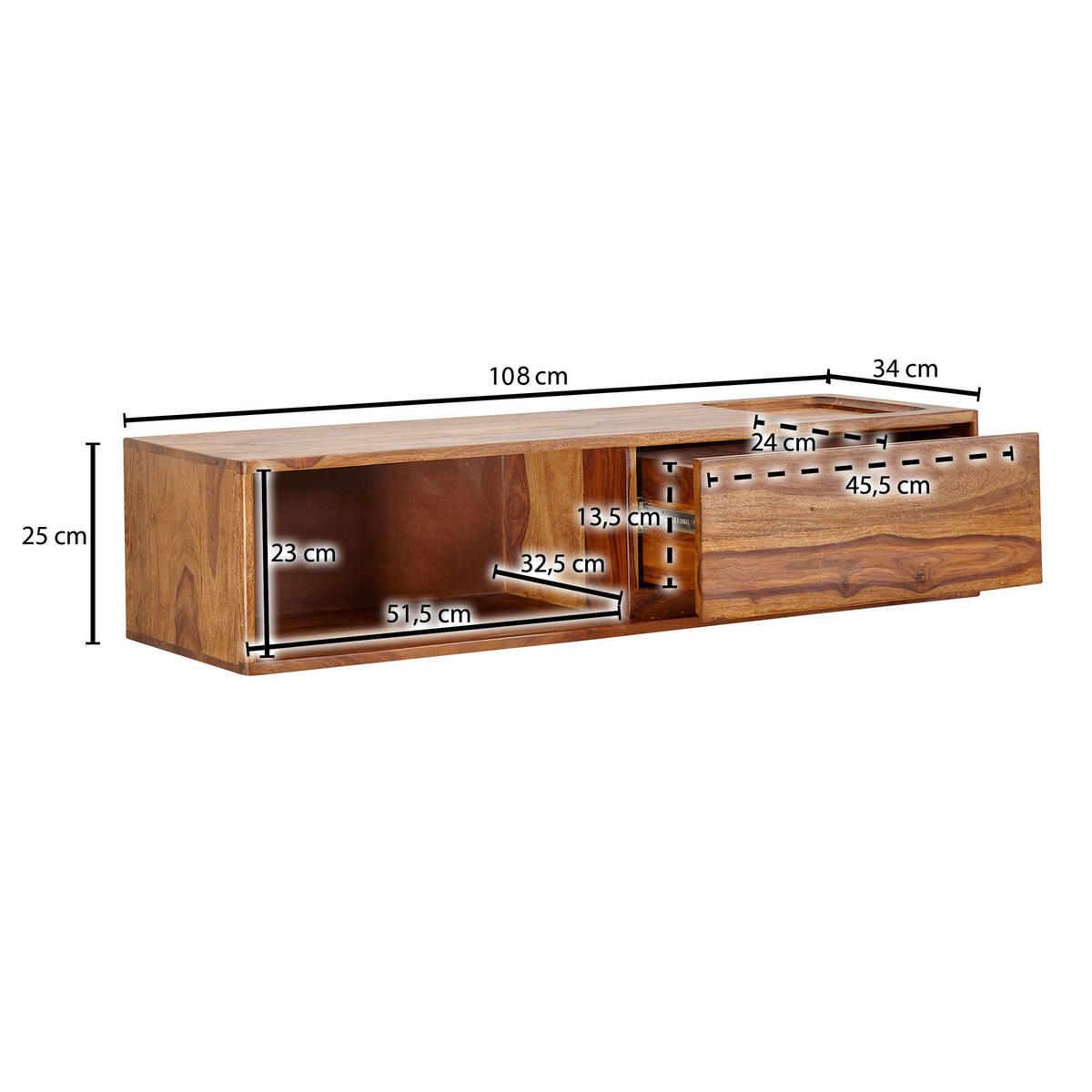 Lowboard rosenholz Nachbildung B/H/T: ca. 108x25x34 cm Lowboard - rosenholz (108,00/25,00/34,00cm) - Wohnling