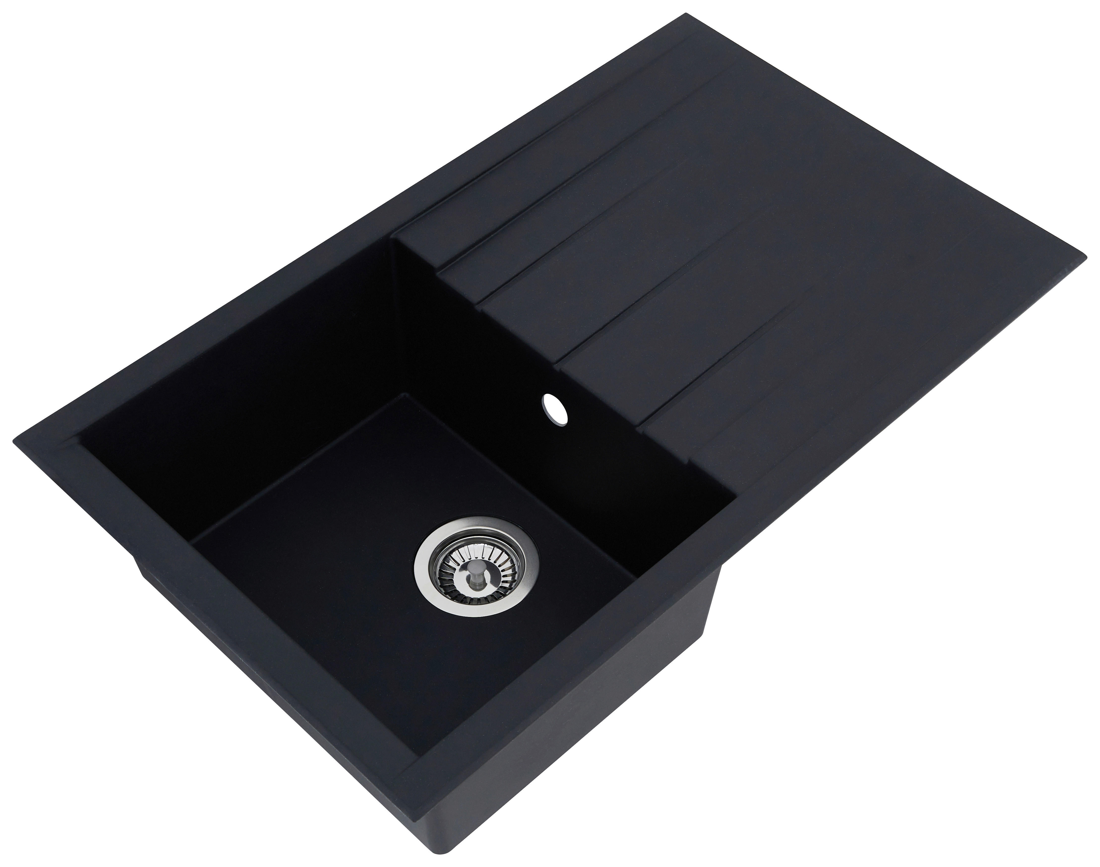 Respekta Einbauspüle Houston 80 x 50 S schwarz Mineralite B/H/T: ca. 80x21x50 cm Houston 80 x 50 S - schwarz (80,00/21,00/50,00cm) - Respekta