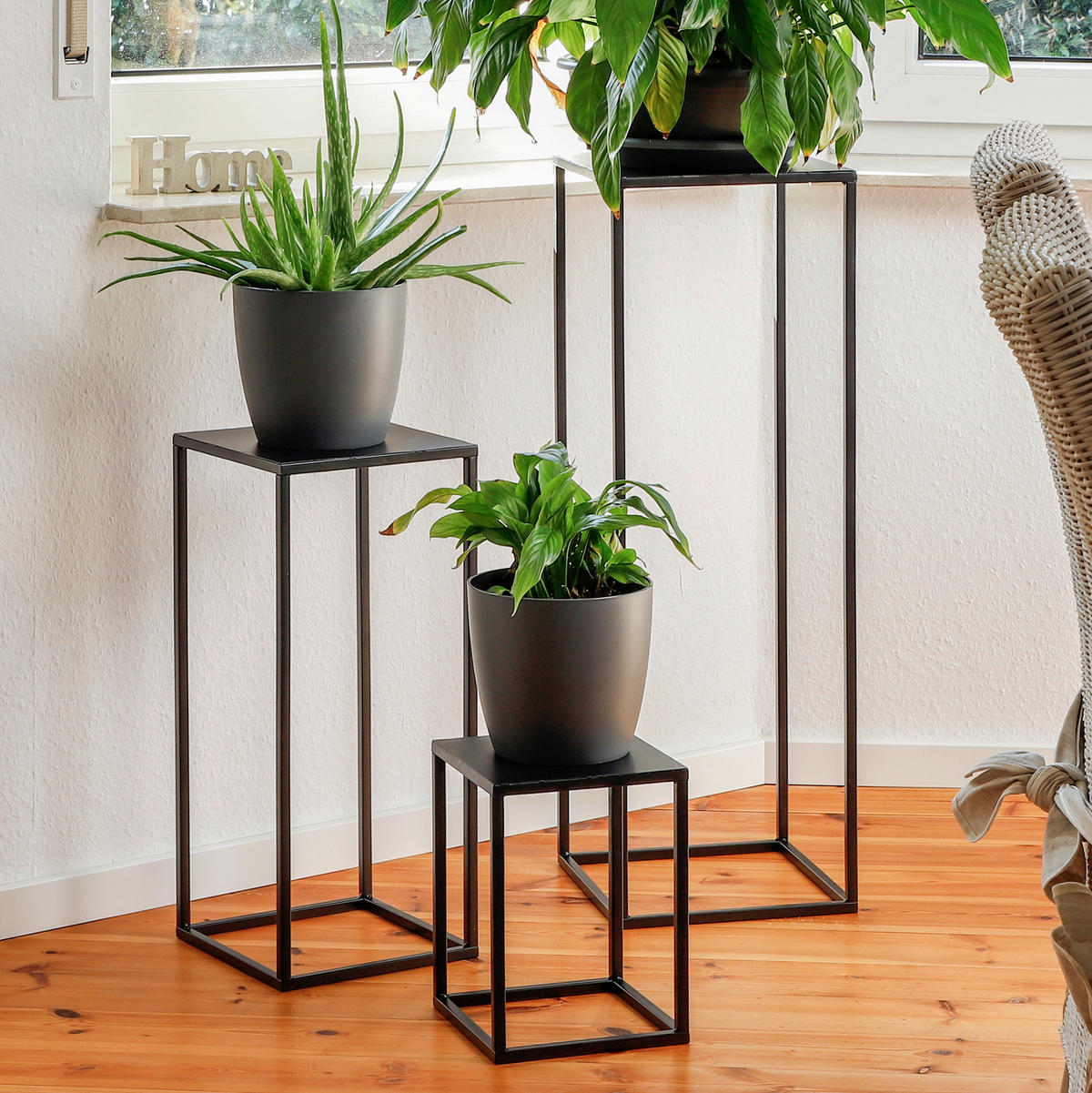 Beistelltisch-Set schwarz Metall Metallpodest_3erSet - schwarz