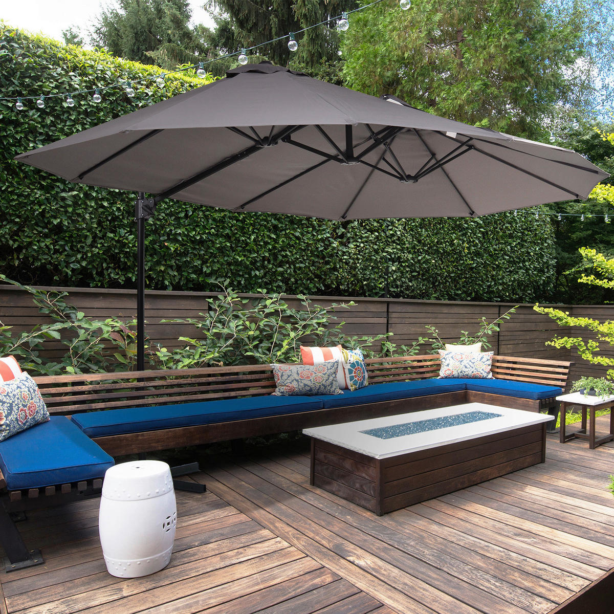 Outsunny Doppelschirm dunkelgrau Metall B/H/L: ca. 270x250x460 cm Doppelschirm - dunkelgrau (460,00/270,00/250,00cm) - Outsunny