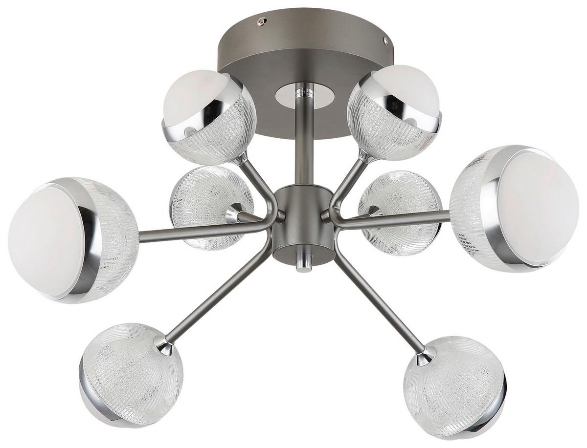 GLOBO LED-Deckenleuchte titanfarbig Chrom transparent Aluminium Acryl Metall H/D: ca. 29x61 cm UNTSY - titanfarbig/Chrom (61,00/29,00cm) - GLOBO