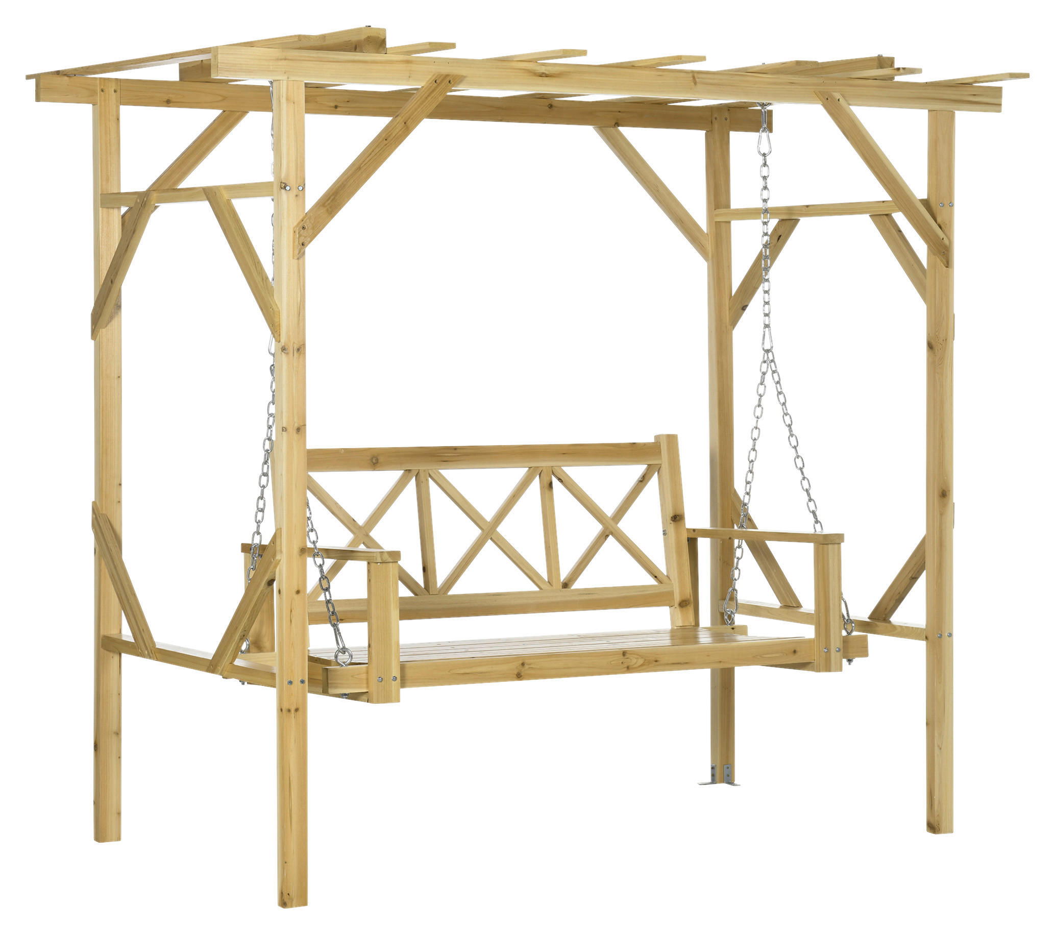 Outsunny Hollywoodschaukel mit Pergola Hollywoodschaukel_mit_Pergola - natur (221,00/140,00/196,00cm) - Outsunny