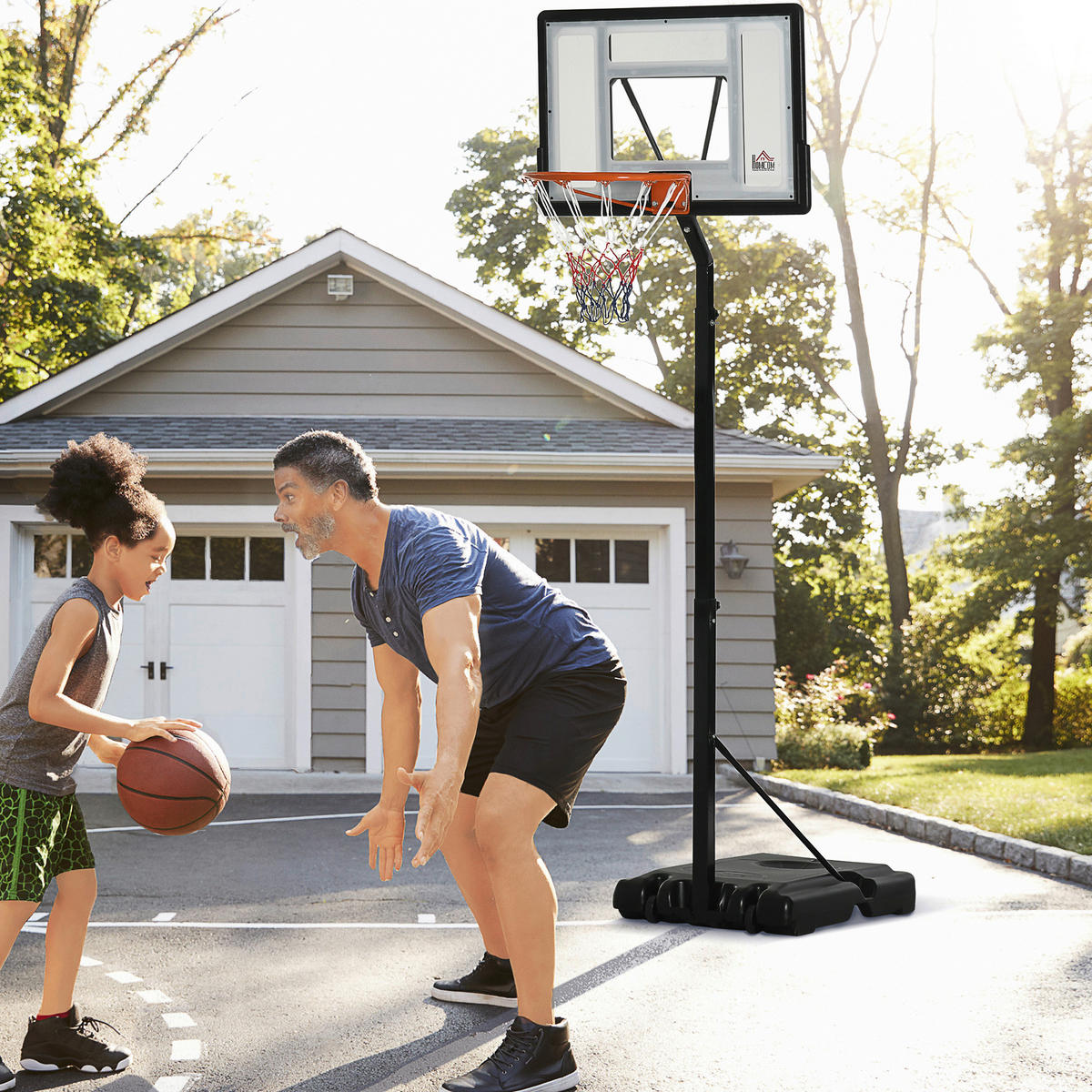 HOMCOM Basketballkorb schwarz B/H/L: ca. 60x90x310 cm Basketballständer - schwarz (310,00/60,00/90,00cm) - HOMCOM