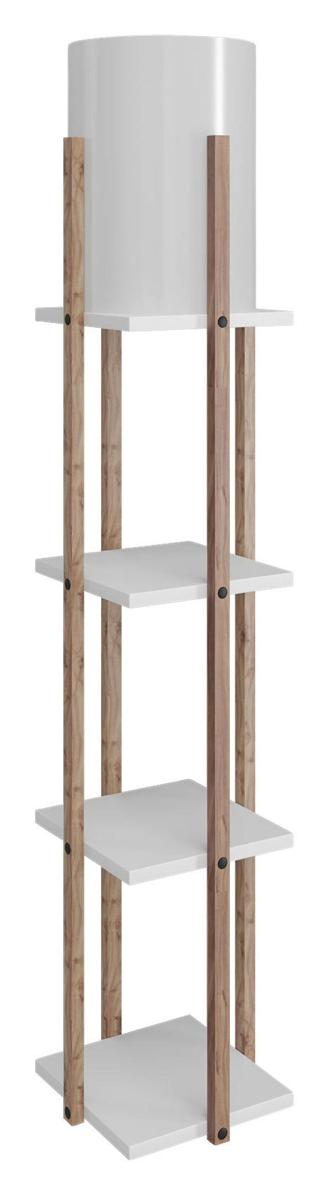 Opviq Stehleuchte weiß MDF Stoff B/H/T/L/D: ca. 21x135x21x21x21 cm E27 1 Brennstellen Nora - weiß (21,00/21,00/135,00cm) - Opviq