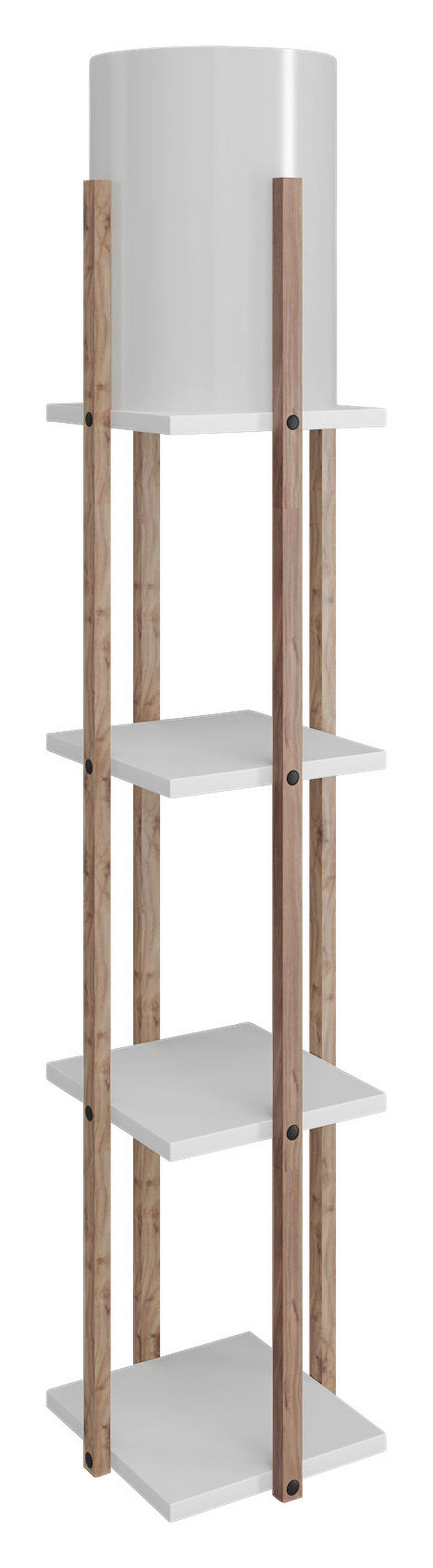 Opviq Stehleuchte weiß MDF Stoff B/H/T/L/D: ca. 21x135x21x21x21 cm E27 1 Brennstellen Nora - weiß (21,00/21,00/135,00cm) - Opviq