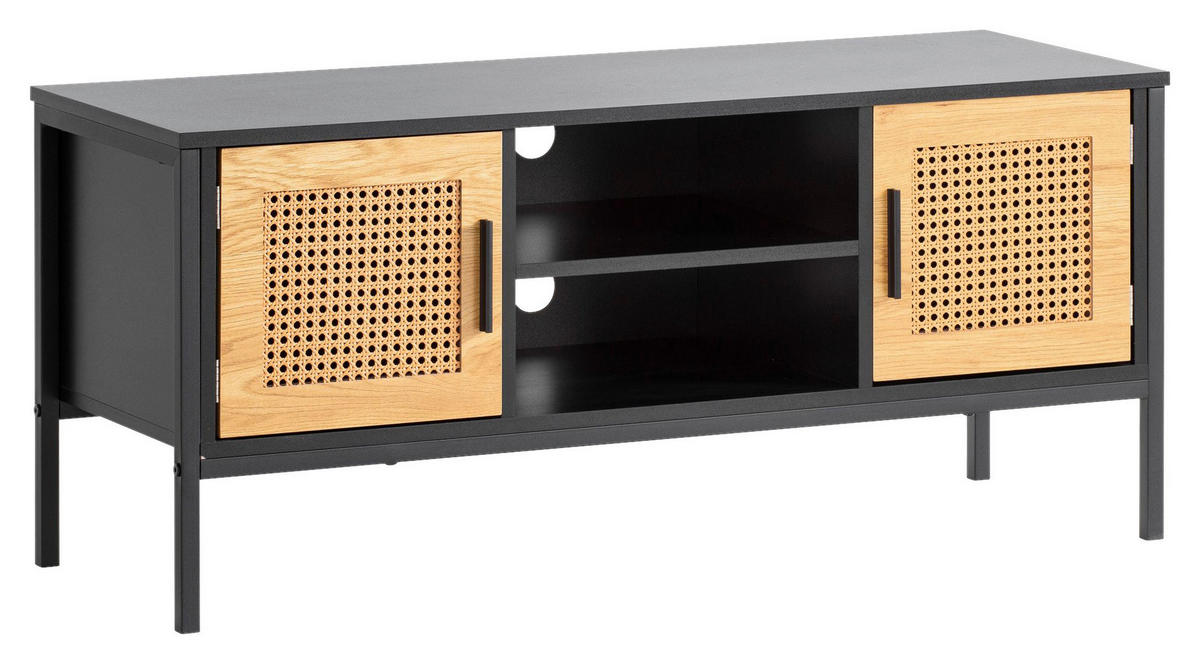 Lowboard schwarz Eiche Optik B/H/T: ca. 110x48x40 cm TV & Lowboard - schwarz (110,00/48,00/40,00cm) - Wohnling
