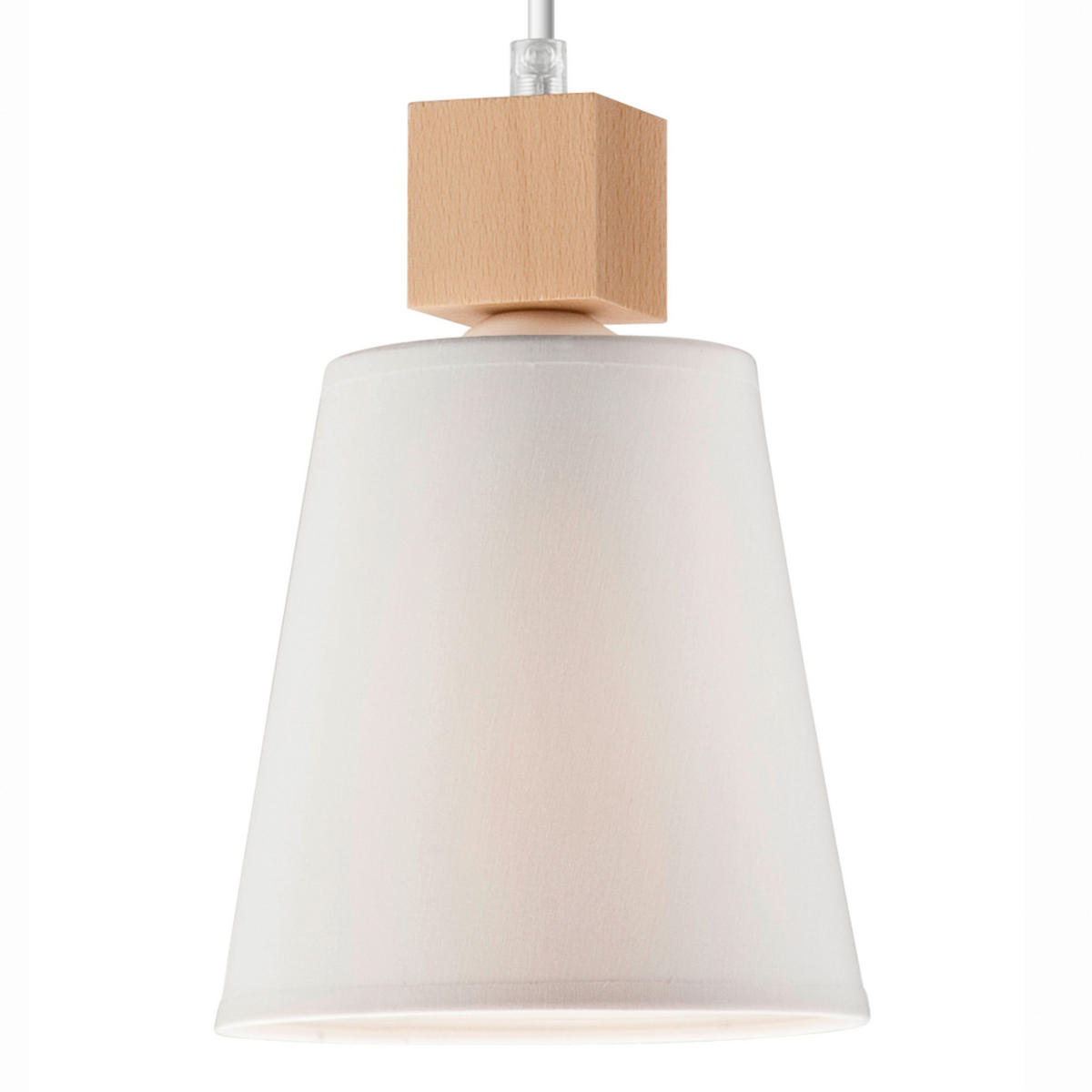 Lamkur Hängeleuchte weiß Stahl Holz B/H/L: ca. 31x17x31 cm E27 1 Brennstellen Augustino - weiß (31,00/31,00/17,00cm) - Lamkur