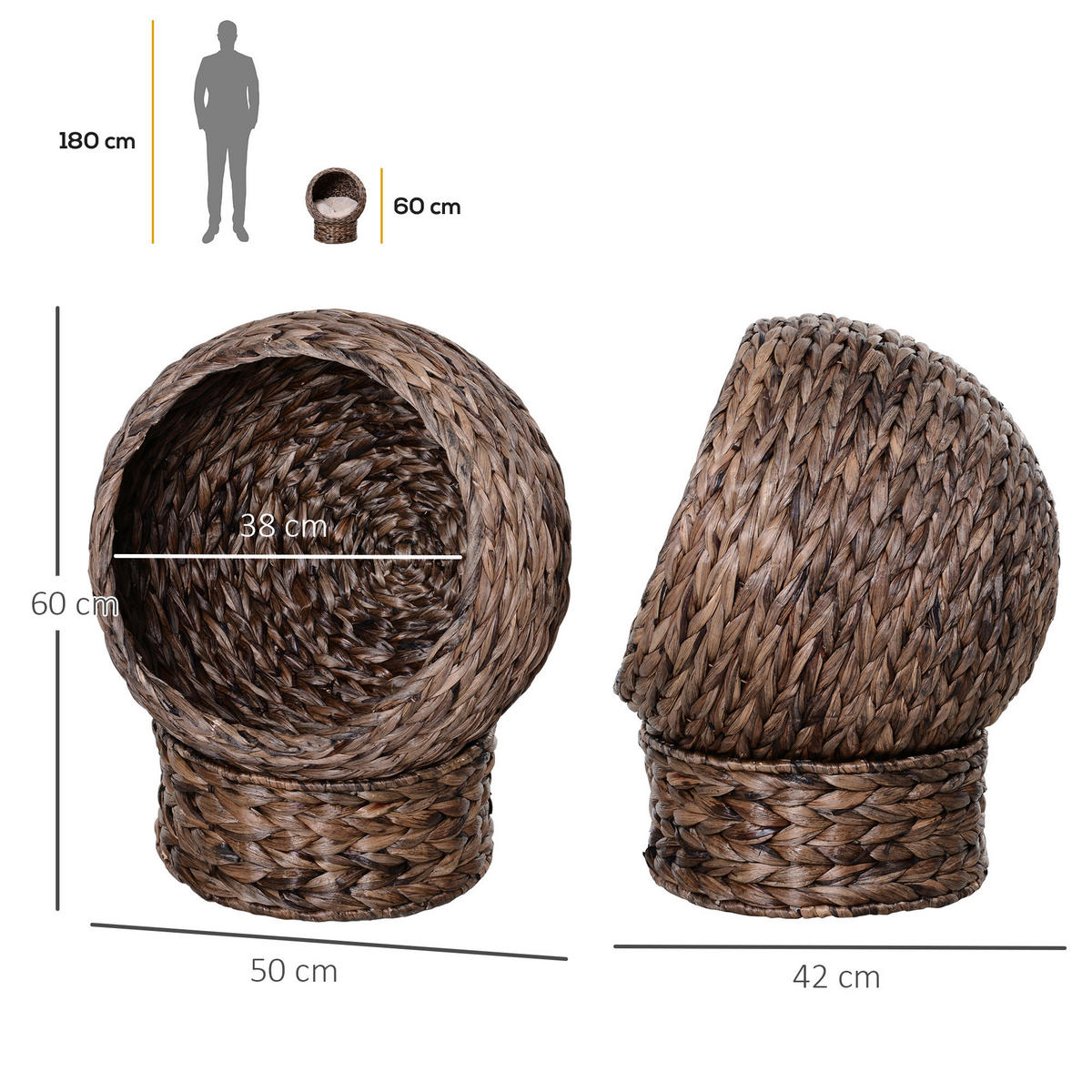 PawHut Katzenhaus braun Eisen H/L: ca. 60x42 cm Katzenhaus - braun (42,00cm) - PawHut