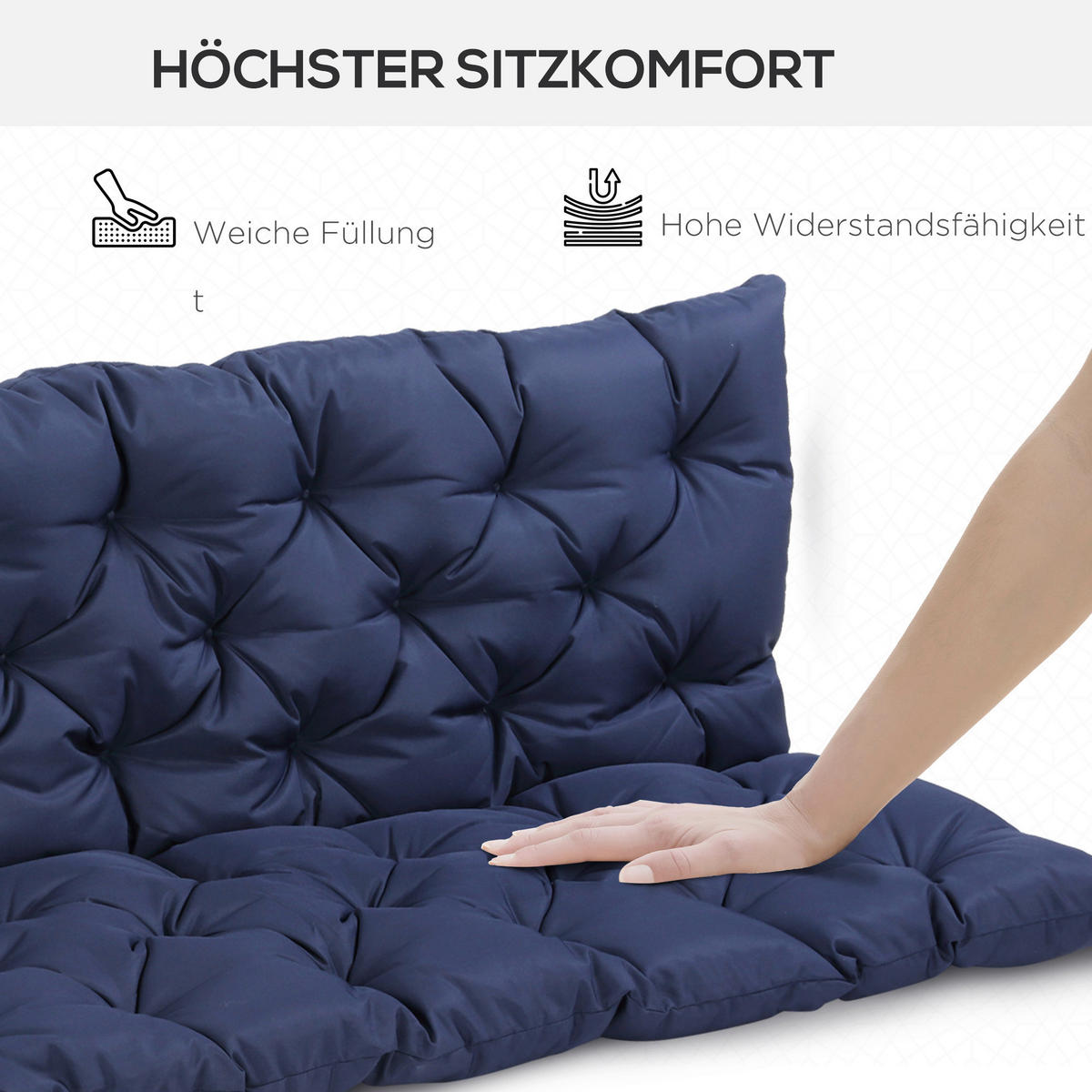 Outsunny Bankauflage blau Polyester B/H/L: ca. 150x8x98 cm Bankauflage - blau (98,00/150,00/8,00cm) - Outsunny
