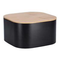 Zeller Brotkasten schwarz Stahl B/H/L: ca. 27x15x27 cm Brotkasten_mit_Bambusdeckel - schwarz (27,00/27,00/15,00cm) - Zeller