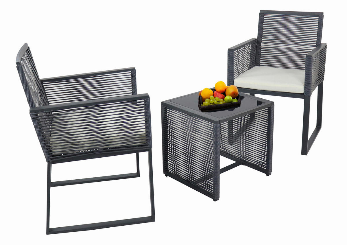 VCM Gartensitzgruppe Fidola schwarz Polyrattangeflecht B/H/L: ca. 53x86x53 cm Fidola - schwarz (53,00/53,00/86,00cm) - VCM