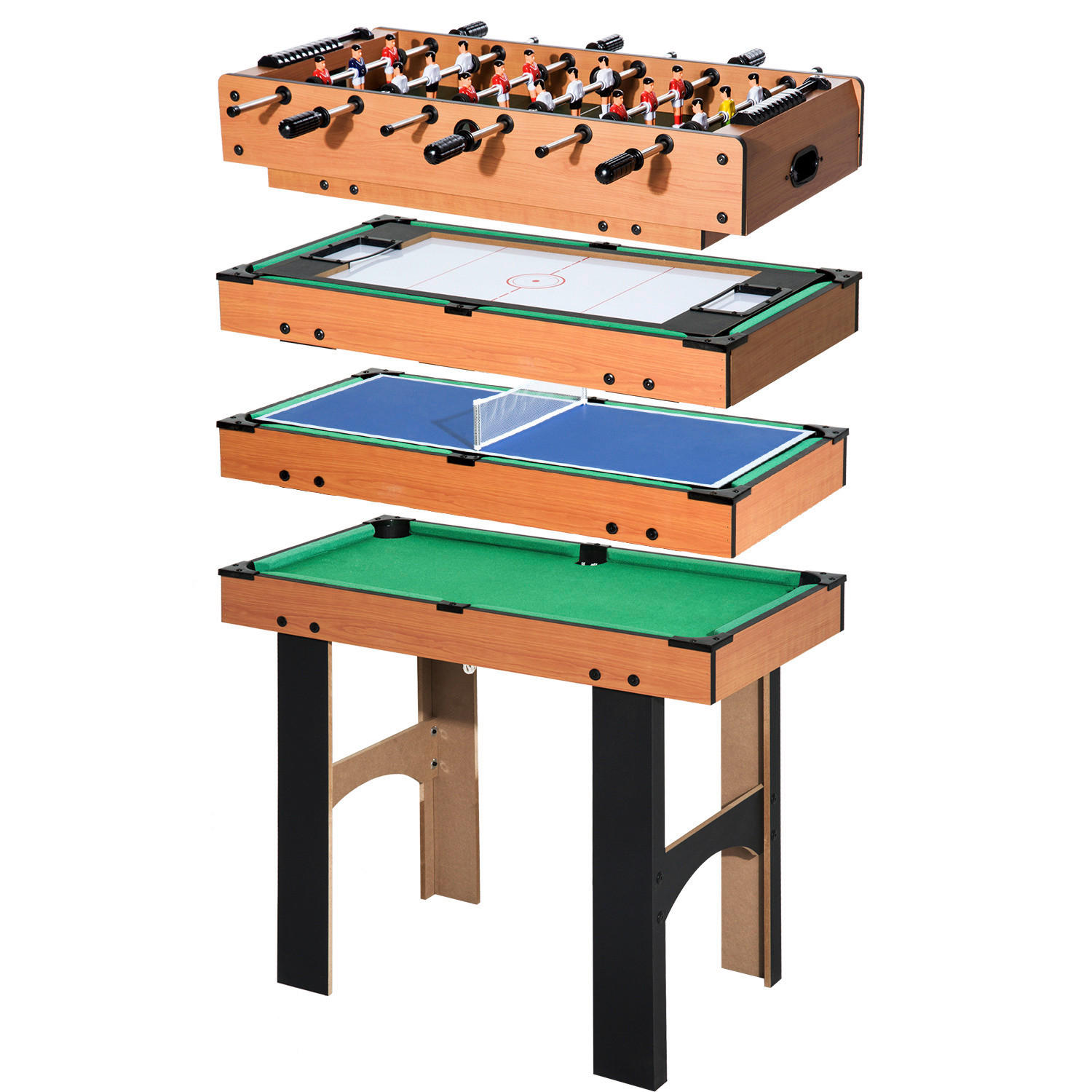 HOMCOM Multispieltisch schwarz MDF B/H/L: ca. 43x73x87 cm Multispieltisch - natur/schwarz (87,00/43,00/73,00cm) - HOMCOM