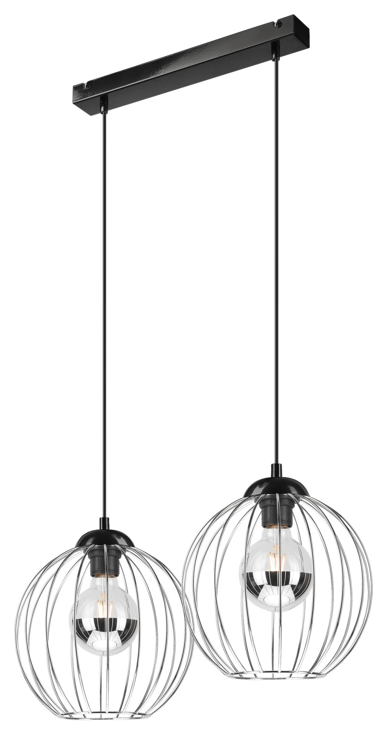 Lamkur Pendelleuchte schwarz Metall B/H/L: ca. 24x86x24 cm E27 2 Brennstellen ZOYA - schwarz (24,00/24,00/86,00cm) - Lamkur