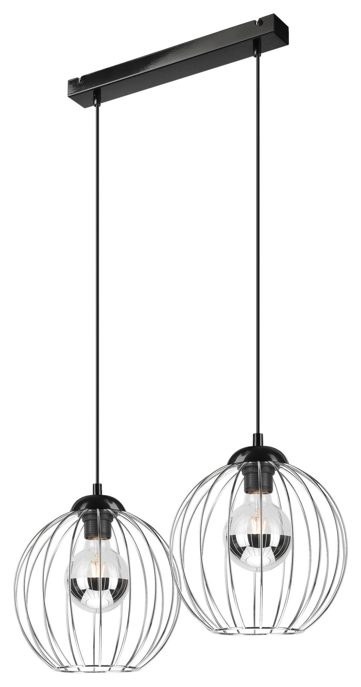 Lamkur Pendelleuchte schwarz Metall B/H/L: ca. 24x86x24 cm E27 2 Brennstellen ZOYA - schwarz (24,00/24,00/86,00cm) - Lamkur