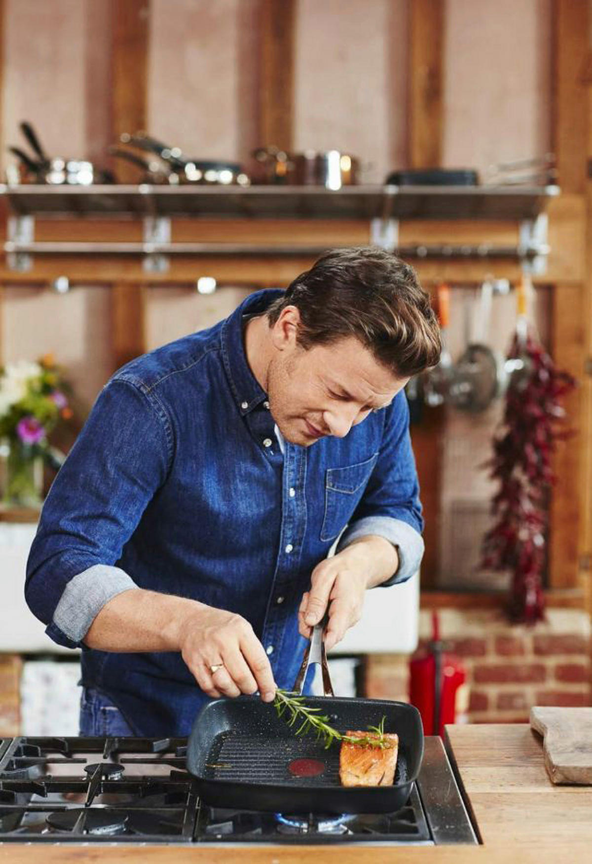 Tefal Grillpfanne Jamie Oliver silber Aluminium B/H/L: ca. 27x5,2x23 cm Jamie Oliver - schwarz/silber (23,00/27,00/5,20cm) - Tefal