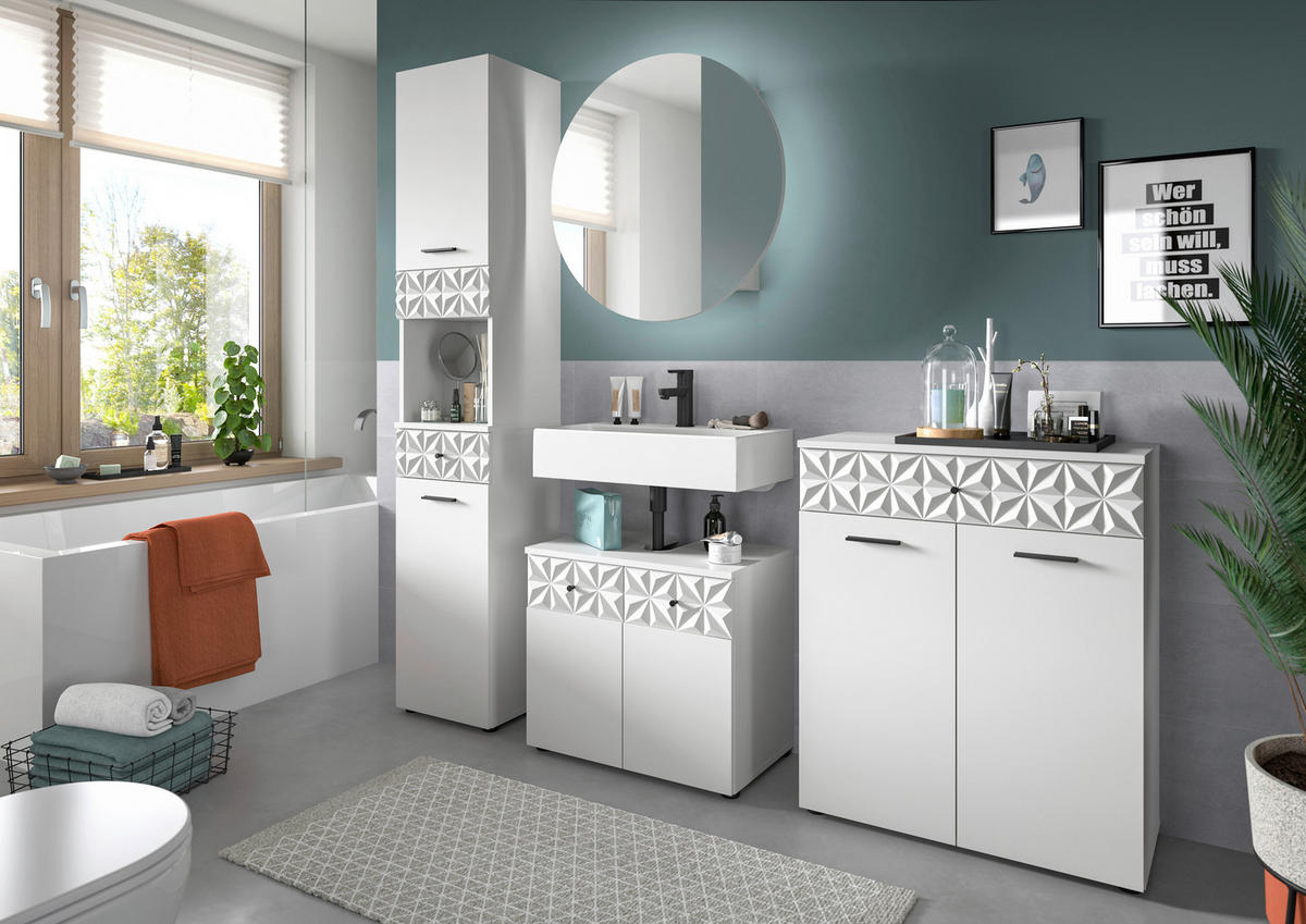 Badezimmer-Set Prisma weiß B/H/T: ca. 141x187x37 cm Prisma - weiß (141,00/187,00/37,00cm) - xonox.home