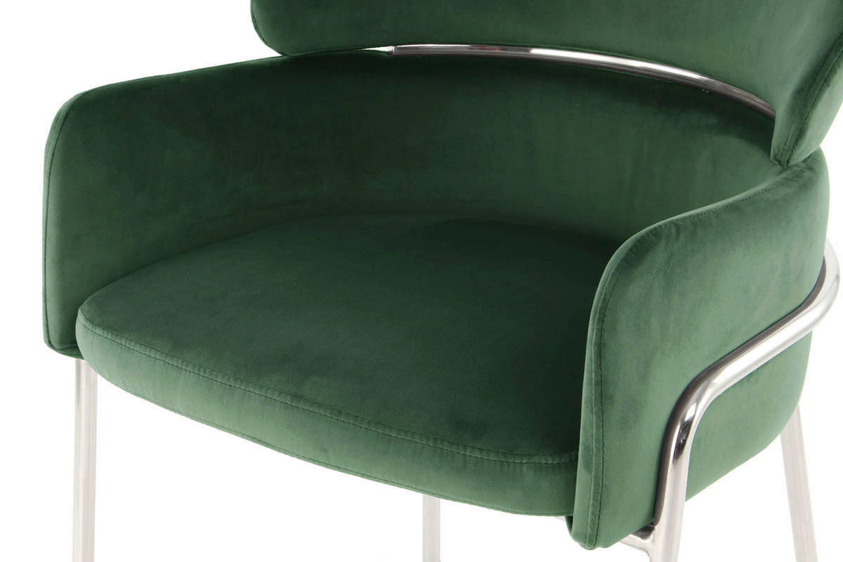 Stuhl Elva 101 grün Microfaser B/H/T: ca. 58x79x57 cm Elva 101 - grün/silber (58,00/79,00/57,00cm) - 360 Living