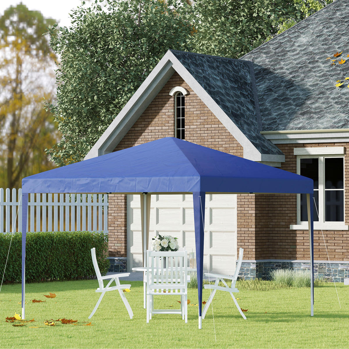 Outsunny Pavillon blau Polyester B/H/L: ca. 295x255x295 cm Pavillon - blau (295,00/295,00/255,00cm) - Outsunny
