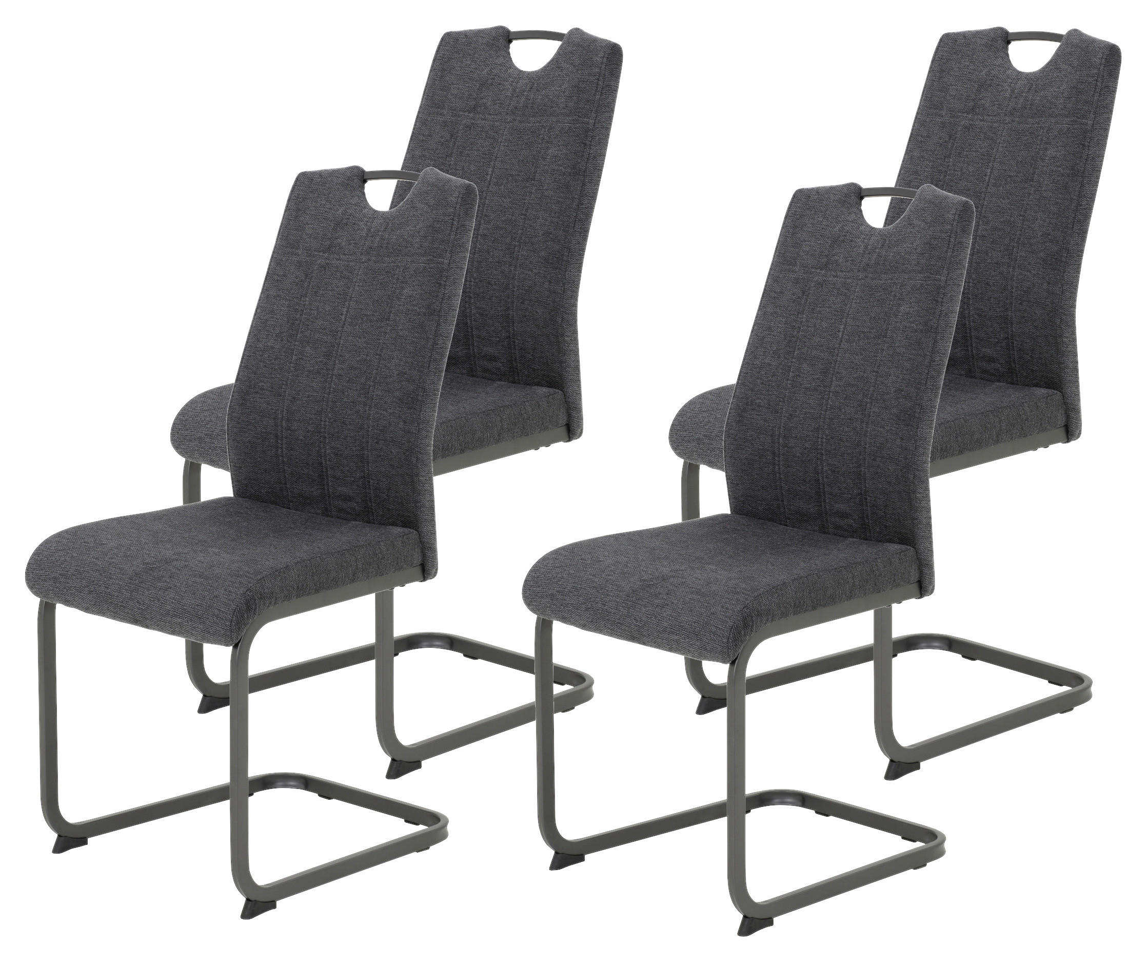 Stuhl 4er Set BRITTA anthrazit grau Microfaser Metall B/H/T: ca. 44x100x59 cm 4er Set BRITTA - anthrazit/grau (44,00/100,00/59,00cm) - Hela