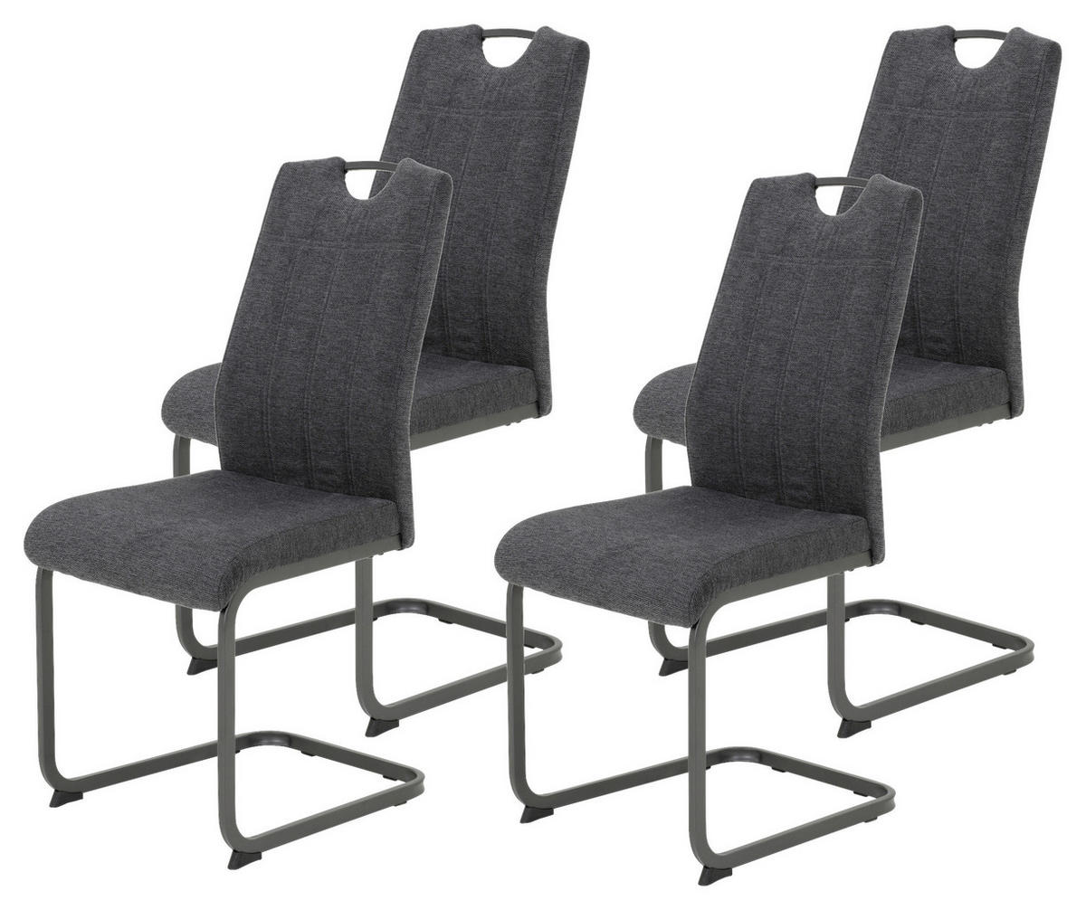 Stuhl 4er Set BRITTA anthrazit grau Microfaser Metall B/H/T: ca. 44x100x59 cm 4er Set BRITTA - anthrazit/grau (44,00/100,00/59,00cm) - Hela