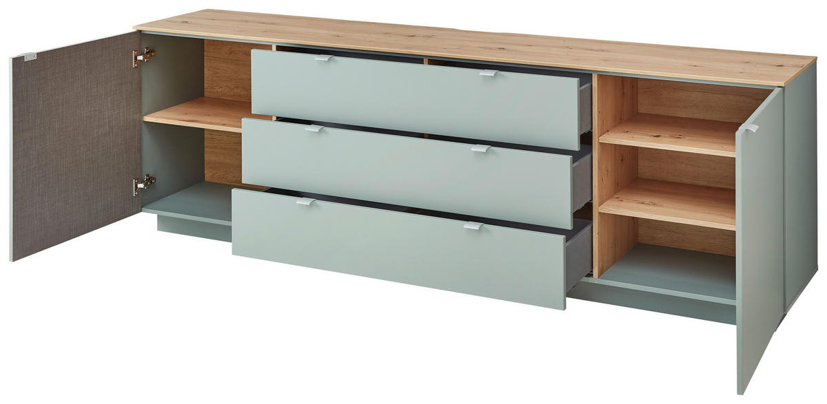 Sideboard Core salbei Eiche Artisan Nachbildung B/H/T: ca. 240x77x44 cm Core - Eiche/salbei (240,00/77,00/44,00cm)