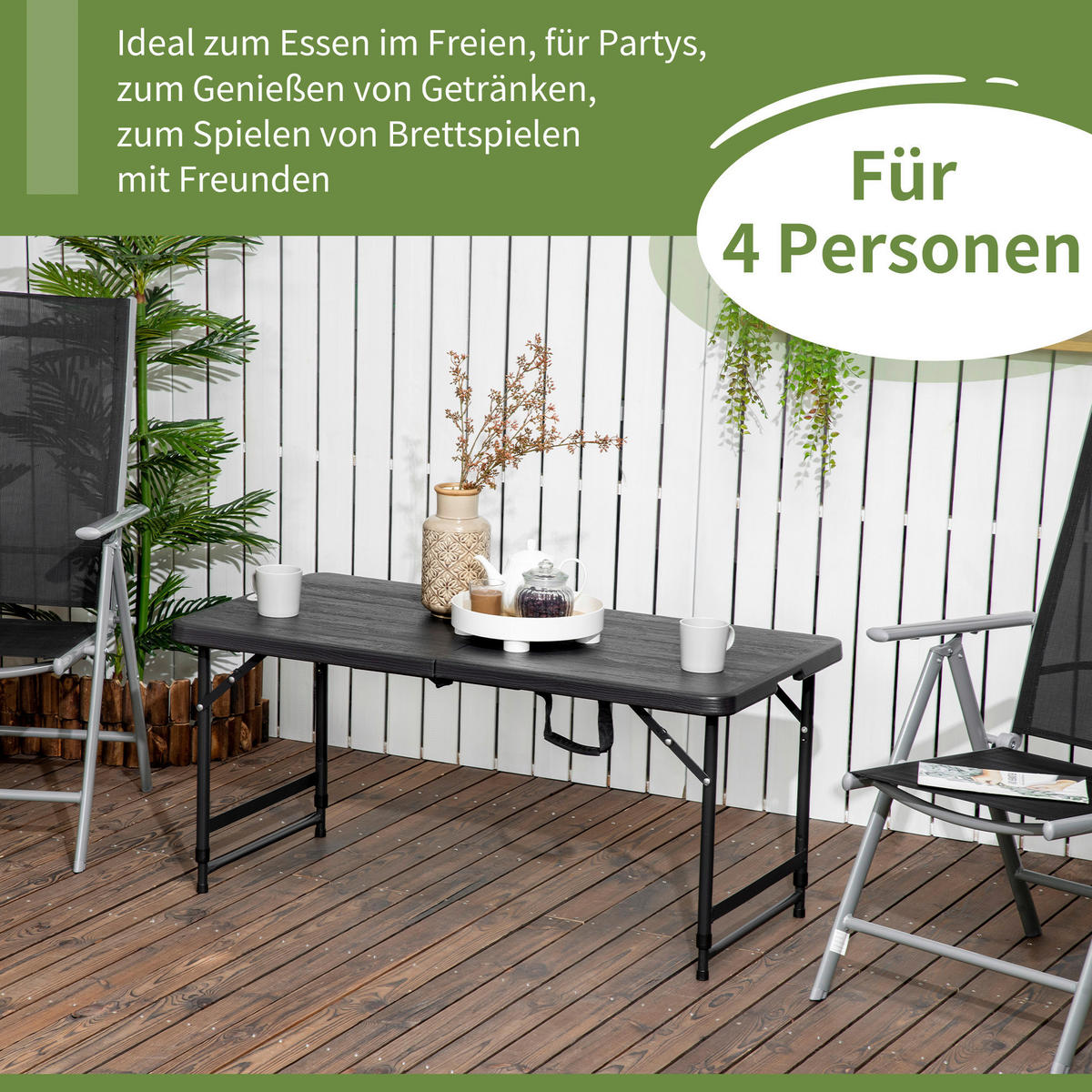 Outsunny Gartentisch dunkelgrau Stahl B/H/L: ca. 60x74x118 cm Gartentisch - dunkelgrau (118,00/60,00/74,00cm) - Outsunny