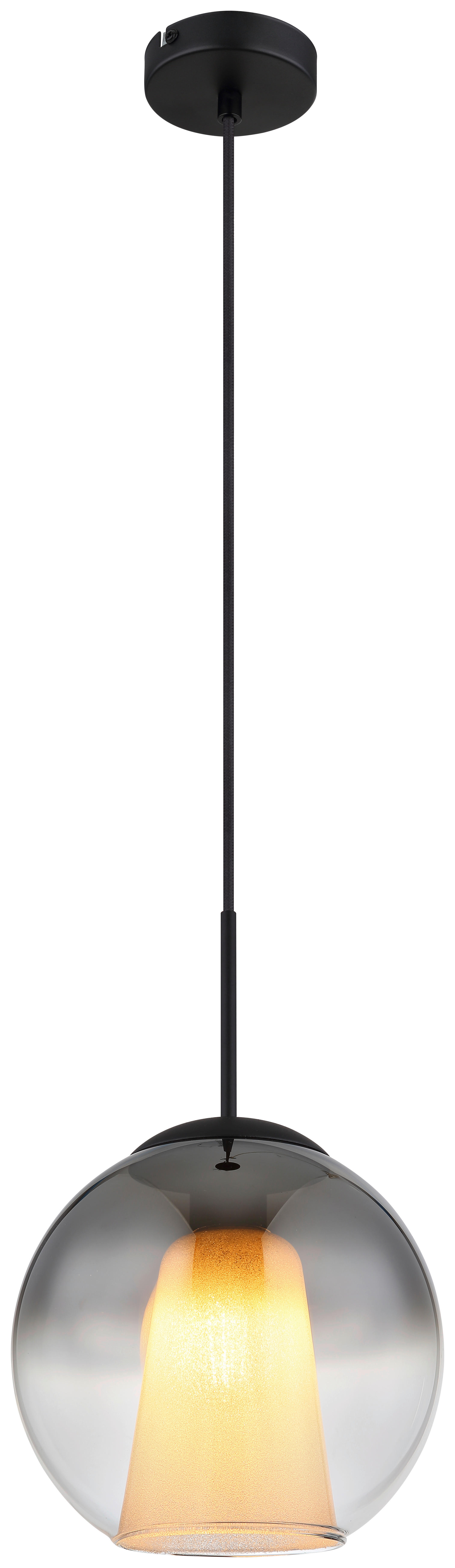 GLOBO Pendelleuchte BARRY 15749H1 schwarz Rauch Metall H/D: ca. 120x25 cm E27 1 Brennstellen BARRY - schwarz/Rauch (25,00/120,00cm) - GLOBO