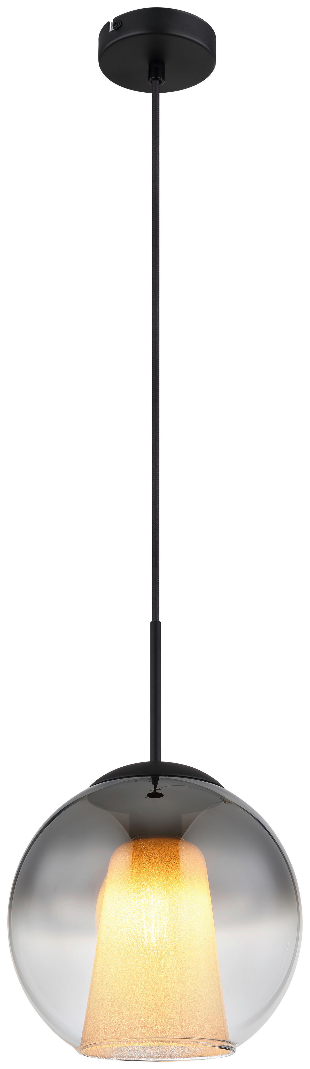 GLOBO Pendelleuchte BARRY 15749H1 schwarz Rauch Metall H/D: ca. 120x25 cm E27 1 Brennstellen BARRY - schwarz/Rauch (25,00/120,00cm) - GLOBO