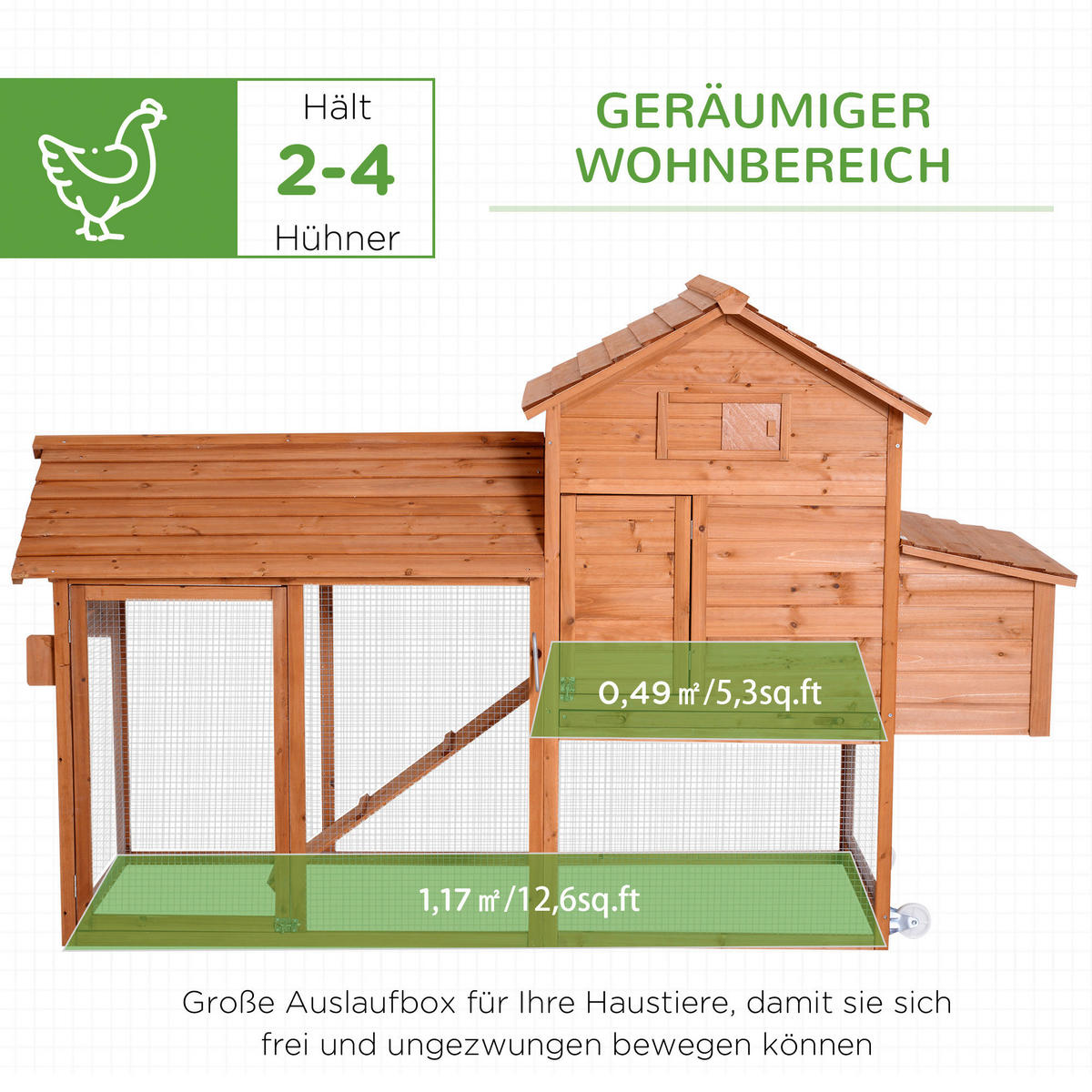 PawHut Hühnerstall Hühnerstall - (213,00/91,00/122,00cm) - PawHut