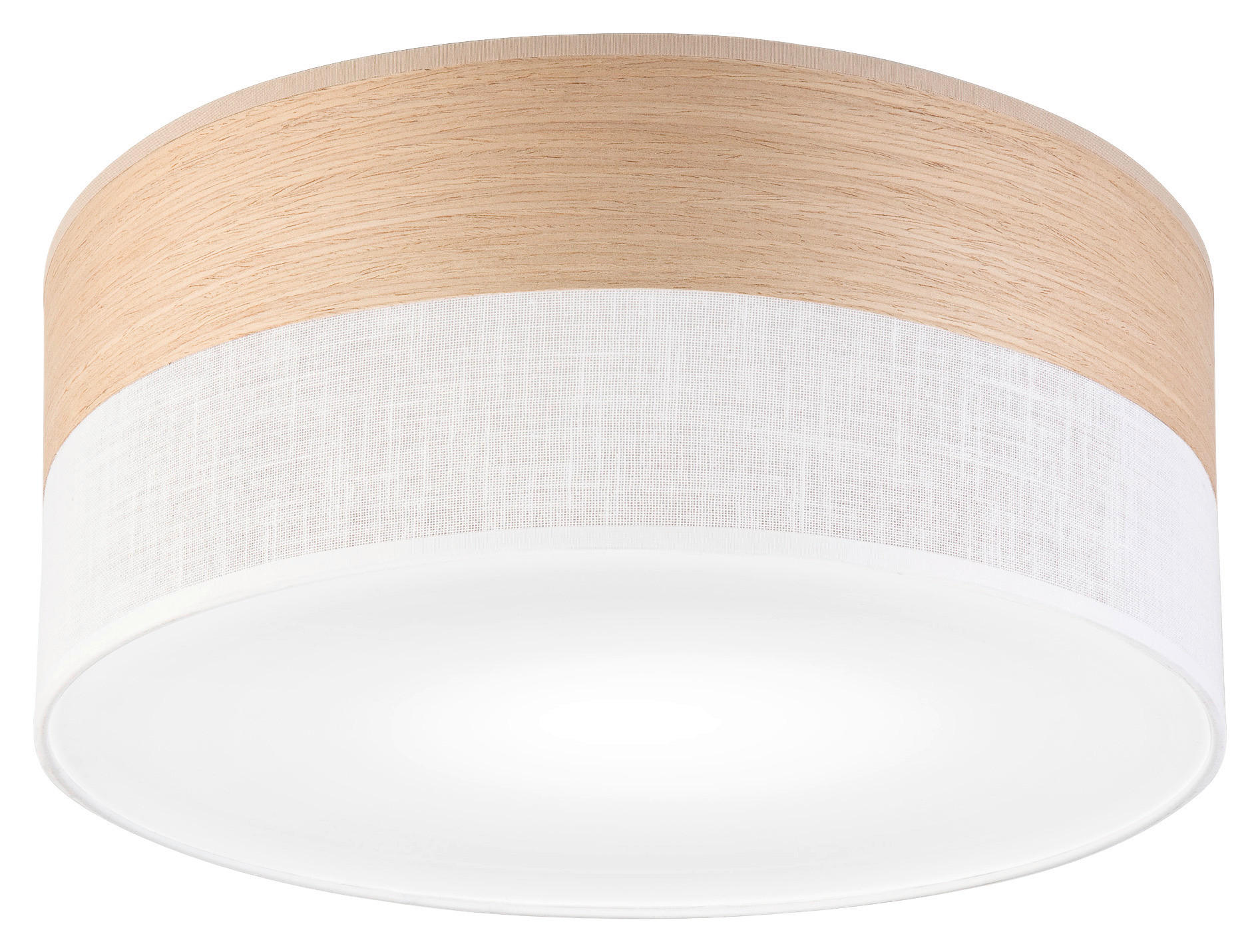 Lamkur Deckenleuchte weiß Eiche PVC Holz B/H/L: ca. 35x15x35 cm E27 1 Brennstellen Dafne - Eiche/weiß (35,00/35,00/15,00cm) - Lamkur