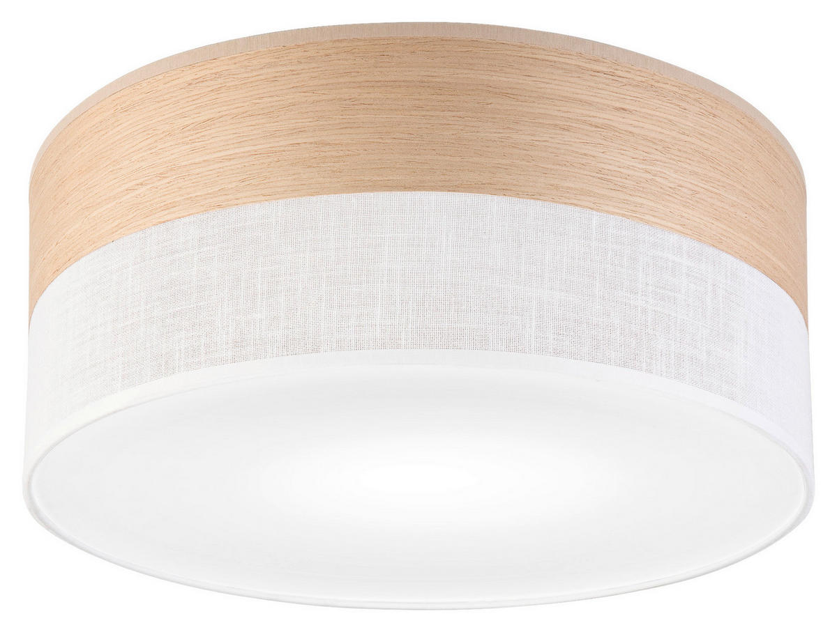 Lamkur Deckenleuchte weiß Eiche PVC Holz B/H/L: ca. 35x15x35 cm E27 1 Brennstellen Dafne - Eiche/weiß (35,00/35,00/15,00cm) - Lamkur