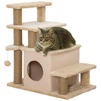 PawHut Katzentreppe m. Schlafhöhle beige Edelstahl B/H/L: ca. 40x60x66 cm Haustiertreppe - beige (66,00/40,00/60,00cm) - PawHut
