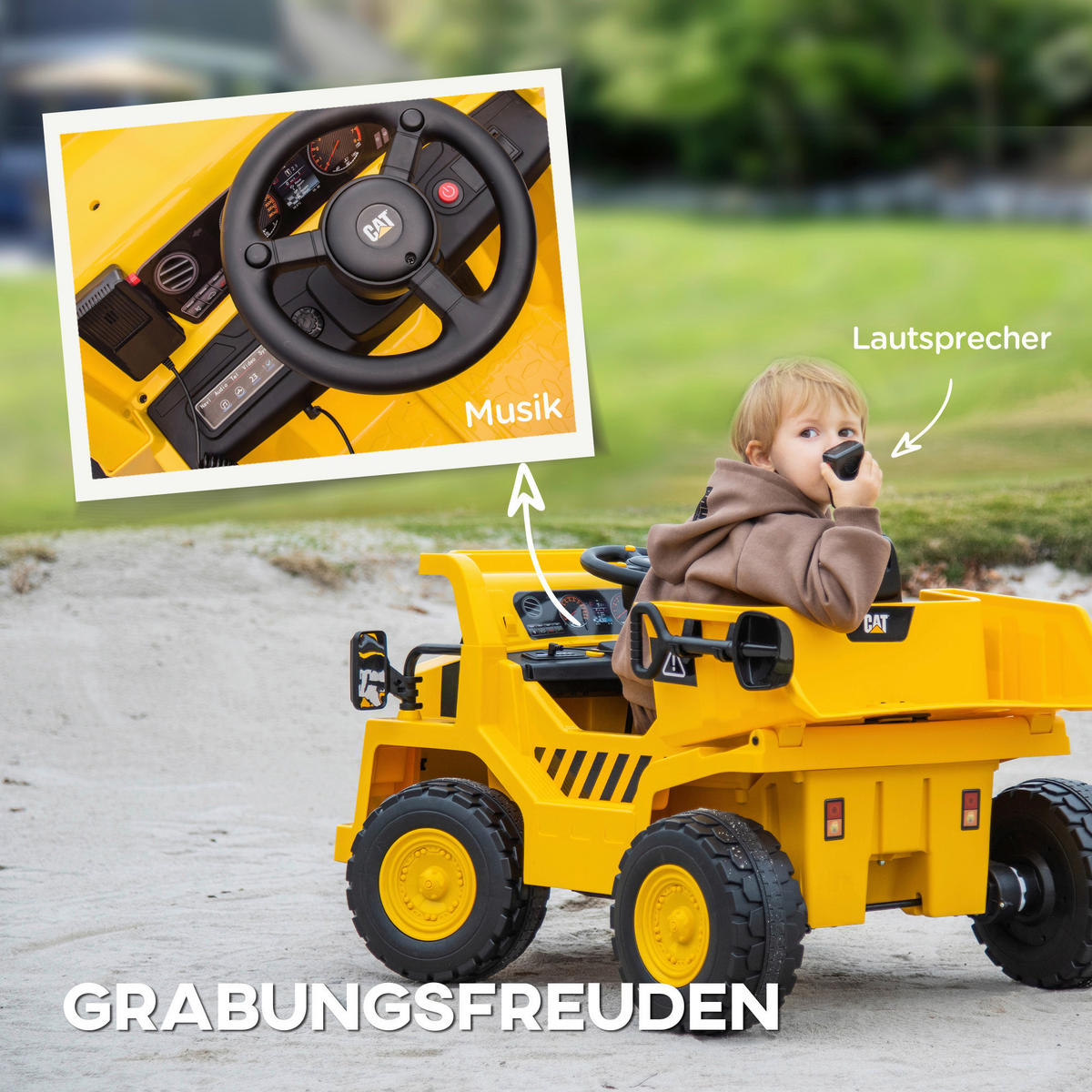 AIYAPLAY Kinder-Elektrotraktor gelb B/H/L: ca. 70,5x61,5x110 cm Kinder-Elektrotraktor - gelb (110,00/70,50/61,50cm) - AIYAPLAY