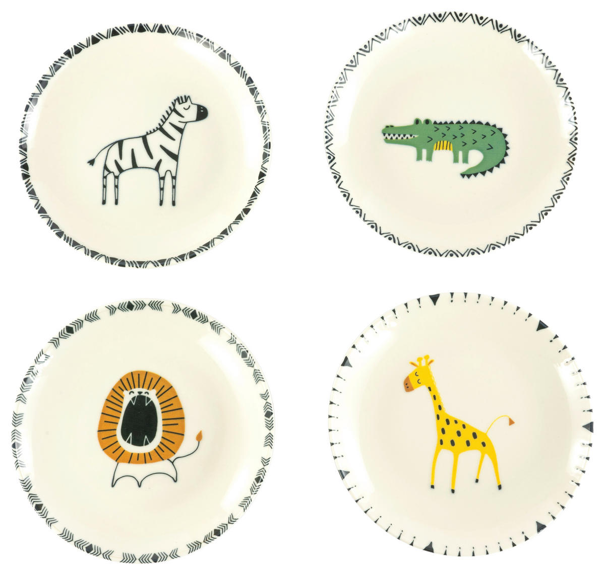 CreaTable Tellerset Safari mehrfarbig Steinzeug D: ca. 21 cm Safari - mehrfarbig (21,00cm) - CreaTable