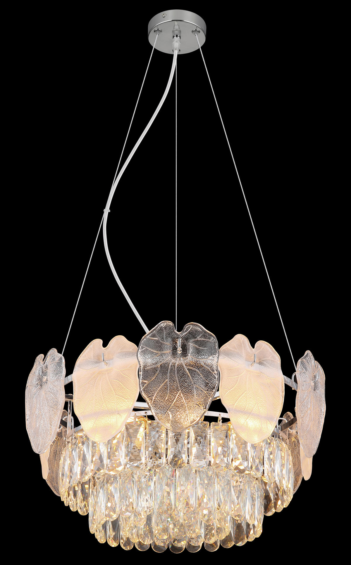 GLOBO Luster Chrom klar Glas Metall H/D: ca. 120x50 cm E14 8 Brennstellen BENJAMIN - klar/Chrom (50,00/120,00cm) - GLOBO