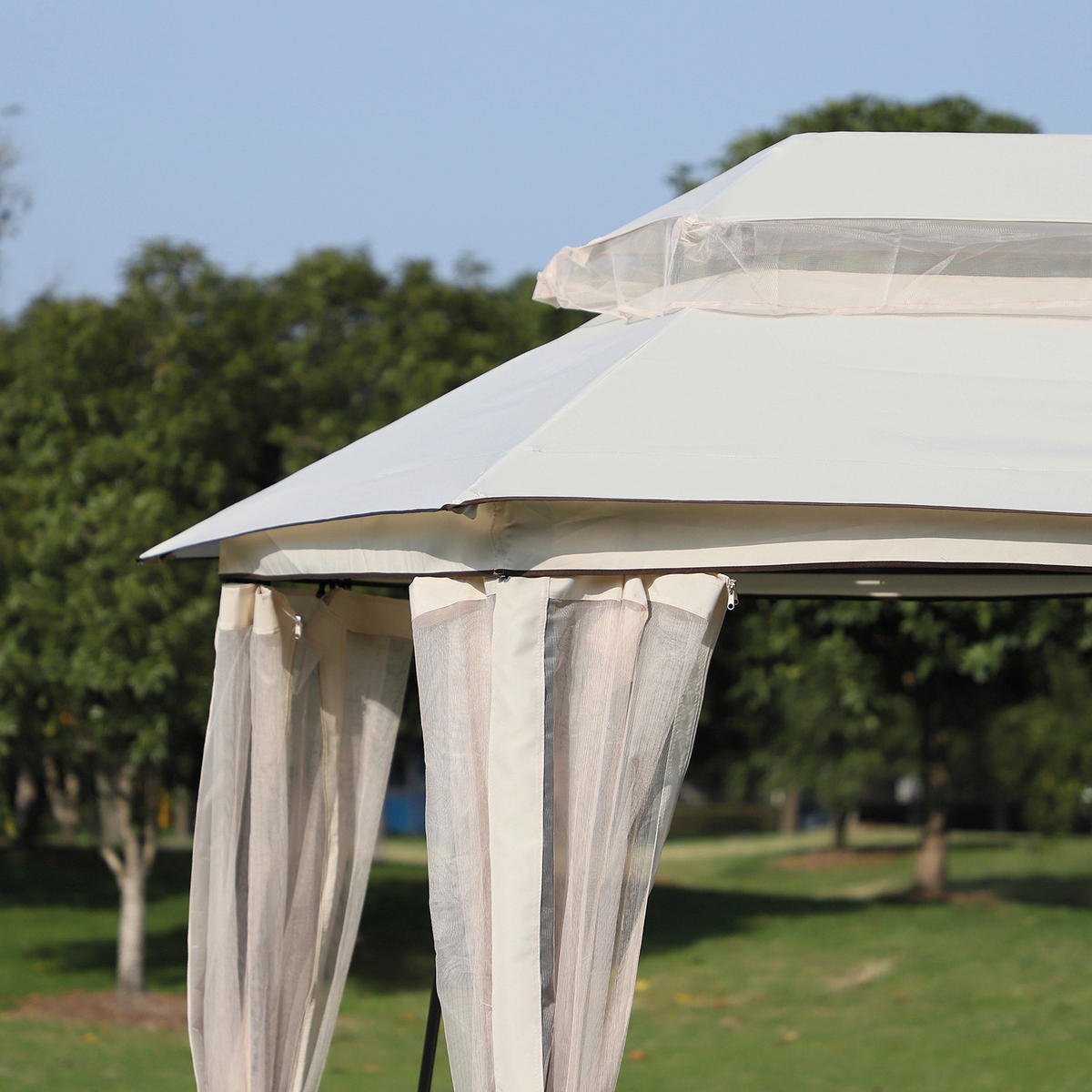 Outsunny Hollywoodschaukel beige Stahl B/H/L: ca. 165x243x245 cm Hollywoodschaukel - beige/schwarz (245,00/165,00/243,00cm) - Outsunny