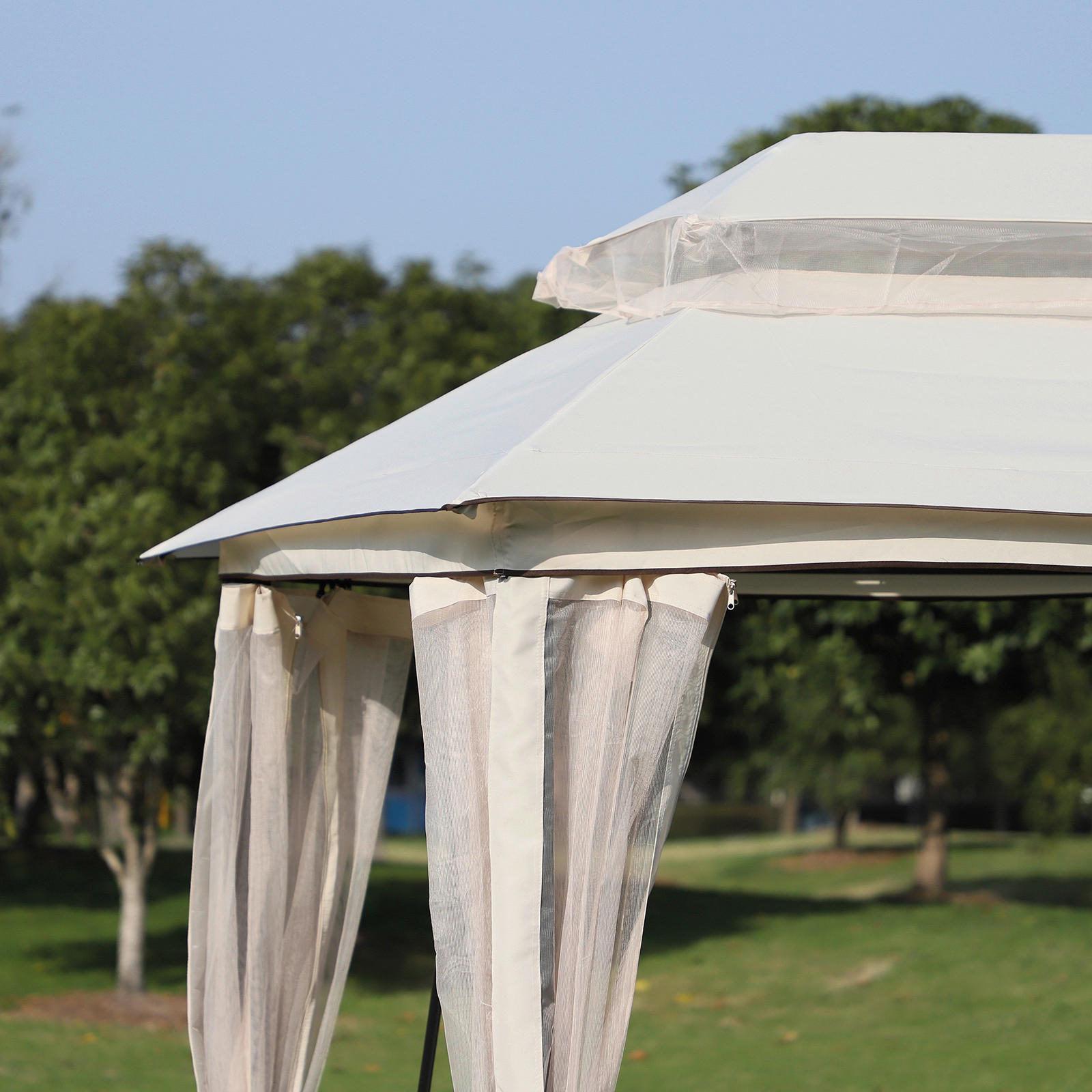 Outsunny Hollywoodschaukel beige Stahl B...