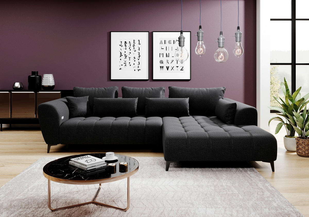 Funktionsecke Garay-S schwarz Microfaser B/H/T: ca. 287x83x220 cm Garay-S - schwarz (287,00/83,00/220,00cm)