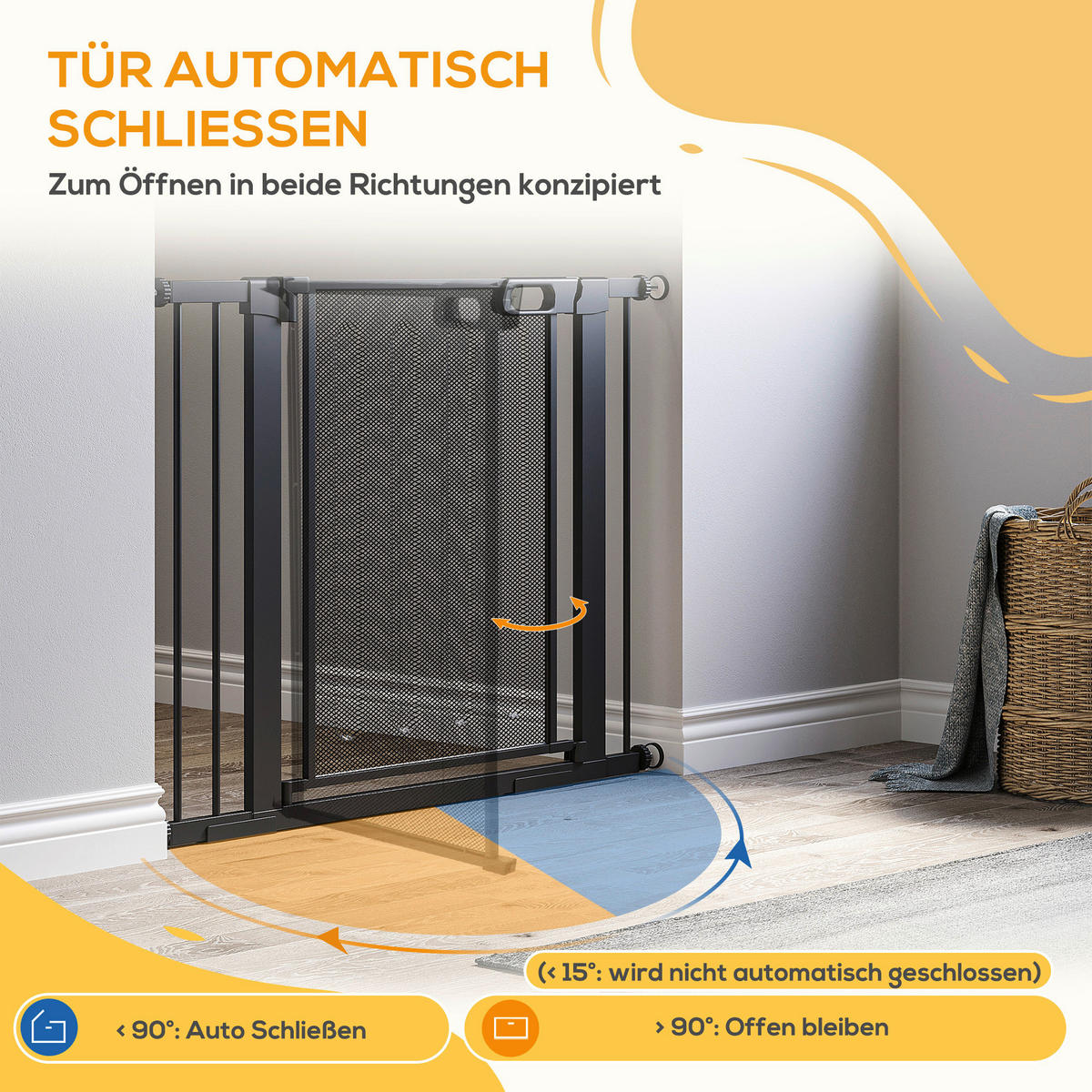 PawHut Türschutzgitter schwarz Stahl B/H/L: ca. 2x76x103 cm Türschutzgitter - schwarz (103,00/2,00/76,00cm) - PawHut
