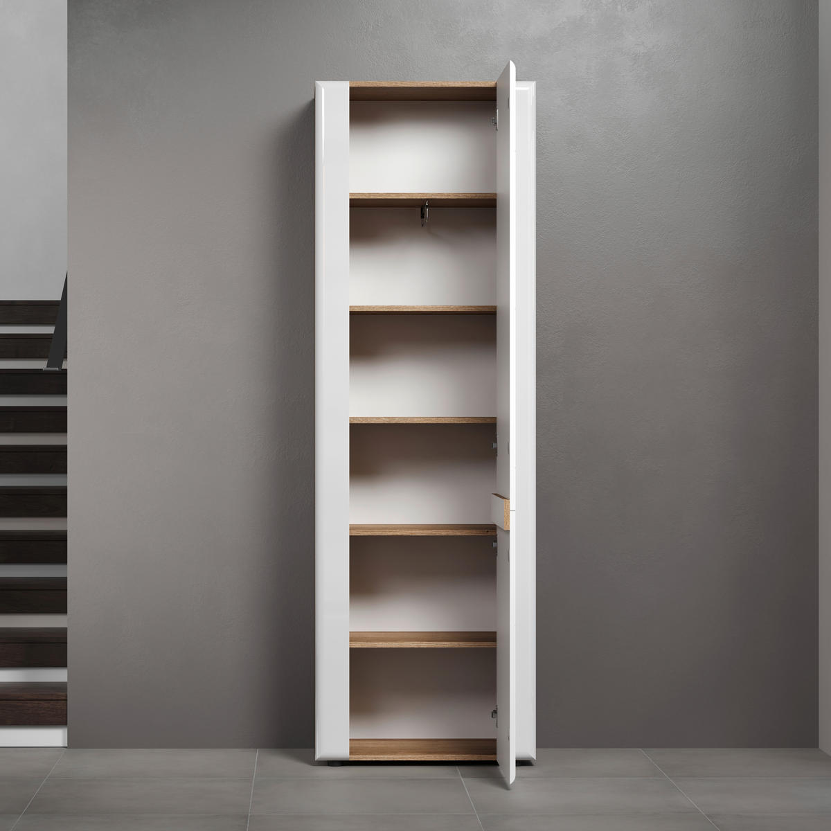 Garderobenschrank Marlon Eiche Evoke Coast Nachbildung weiß Hochglanz B/H/T: ca. 65x200x38 cm Marlon - Eiche/weiß (65,00/200,00/38,00cm)