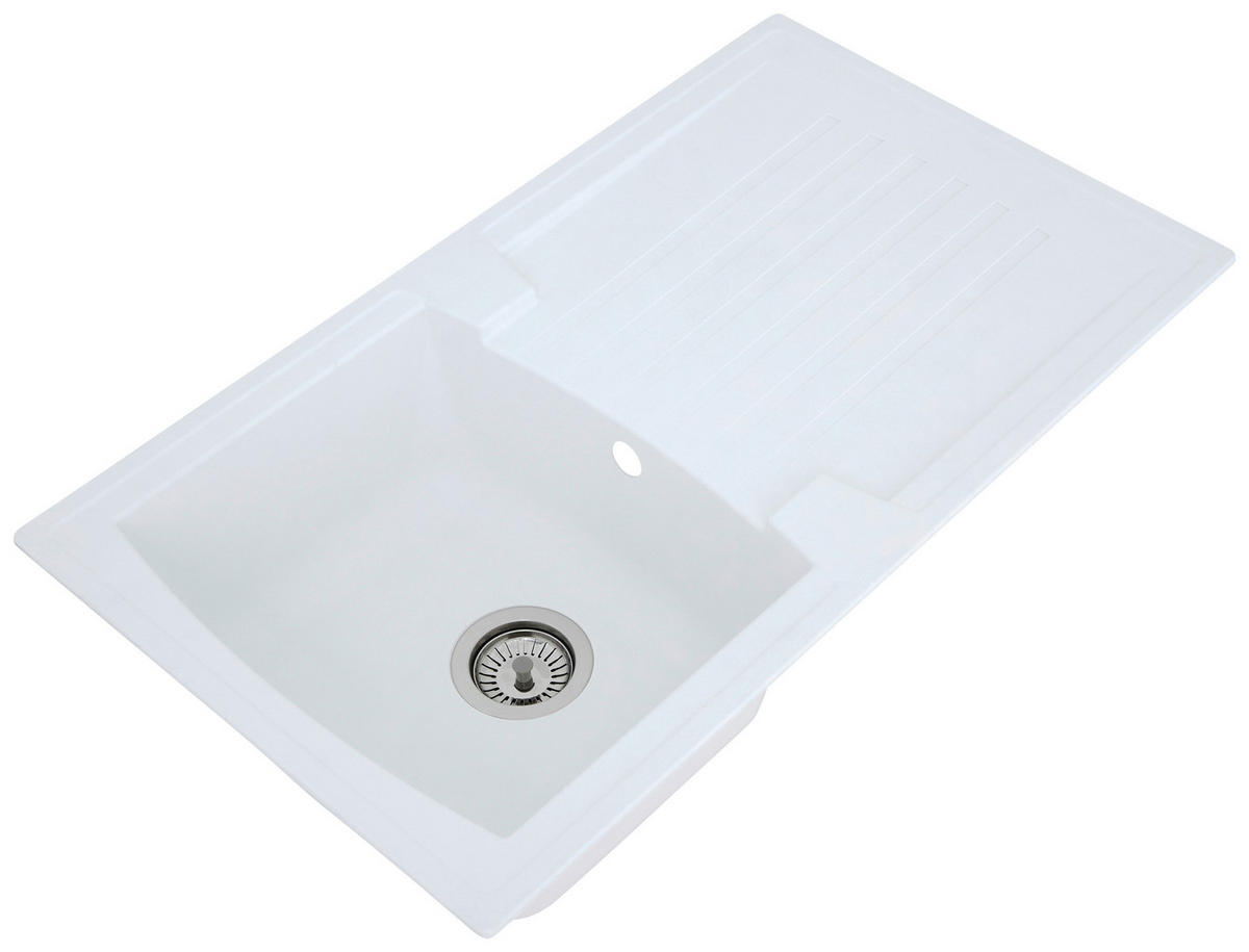 Respekta Einbauspüle Boston 86 x 50 W weiß Mineralite B/H/T: ca. 86x20x50 cm Boston 86 x 50 W - weiß (86,00/20,00/50,00cm) - Respekta