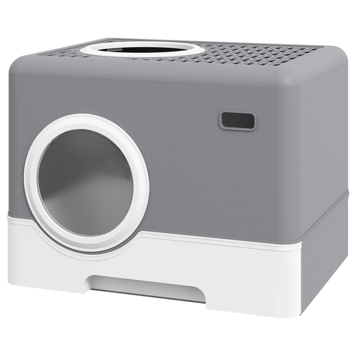PawHut Katzentoilette grau Kunststoff B/H/L: ca. 41x38,5x52 cm Katzentoilette - grau (52,00/41,00/38,50cm) - PawHut