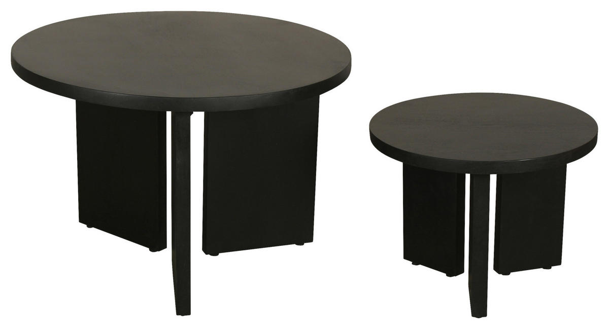 Beistelltisch ROUND, 2er-Set schwarz lackiert Akazie H/D: ca. 41x60 cm ROUND, 2er-Set - schwarz (60,00/41,00cm) - byLIVING