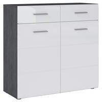 Schuhkommode Salve Rauchsilber Nachbildung weiß Hochglanz B/H/T: ca. 90x87x35 cm Salve - weiß (90,00/87,00/35,00cm)