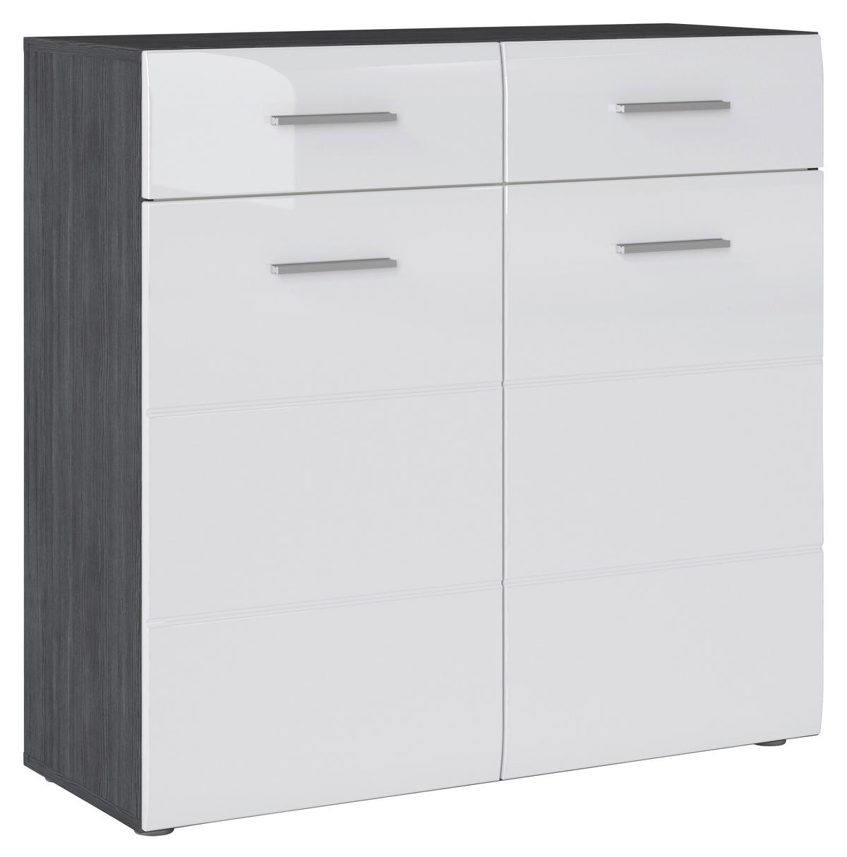 Schuhkommode Salve Rauchsilber Nachbildung weiß Hochglanz B/H/T: ca. 90x87x35 cm Salve - weiß (90,00/87,00/35,00cm)