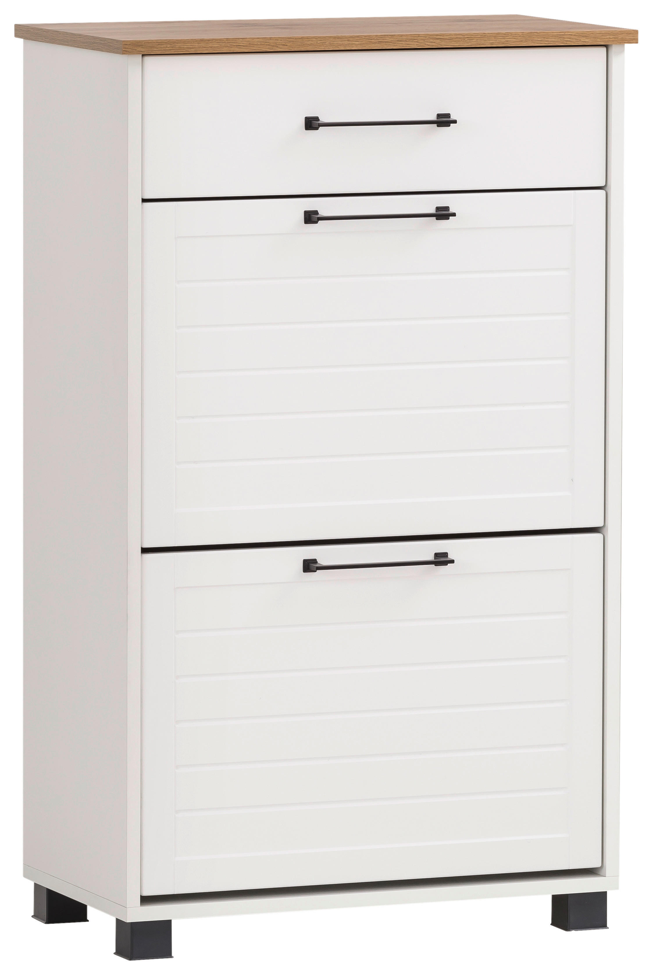 Schuhschrank Jelda weiß matt Eiche Landhaus Nachbildung B/H/T: ca. 62x102x34,1 cm Jelda - Eiche/weiß (62,00/102,00/34,10cm) - Möbelpartner