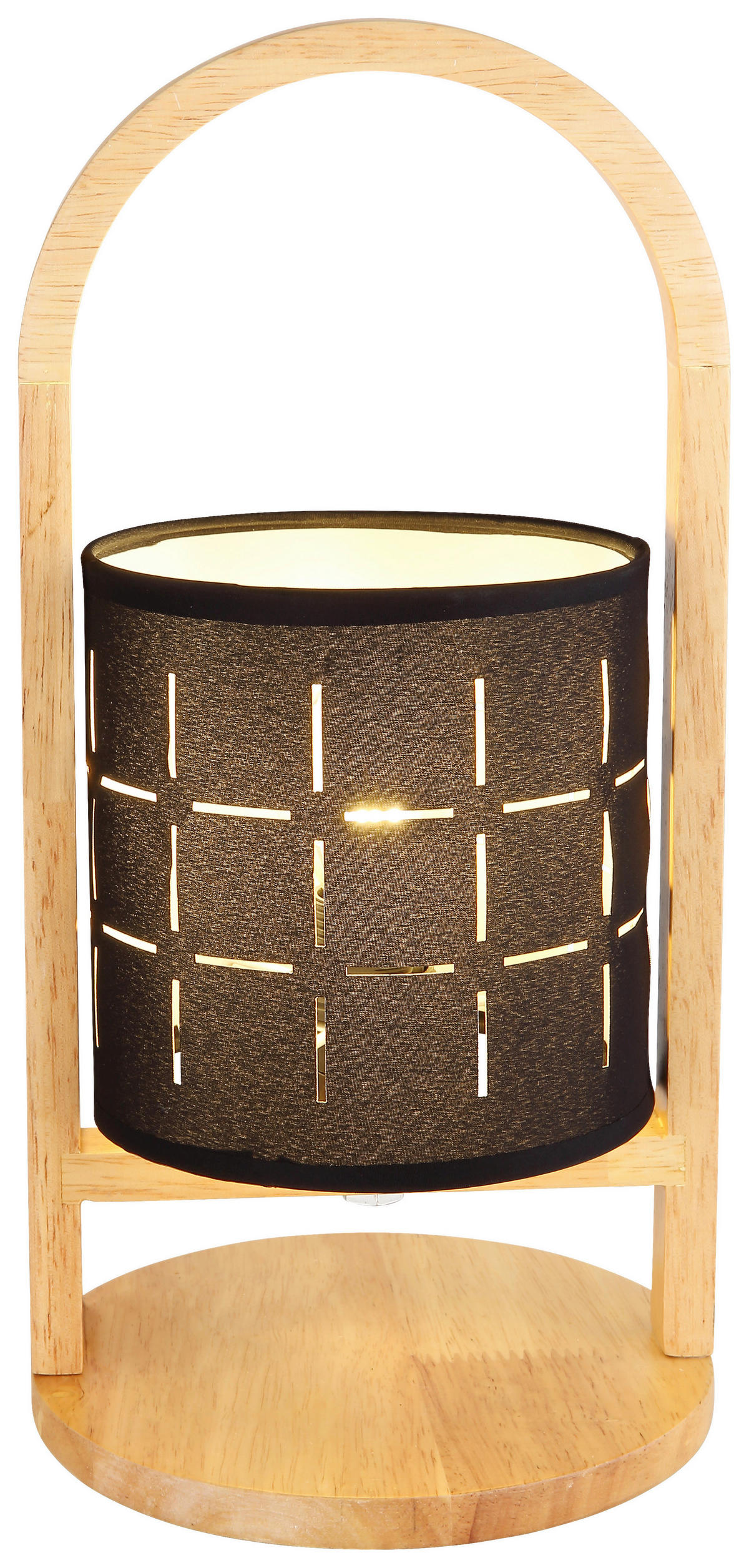 GLOBO Tischleuchte schwarz natur Holz Textil H/D: ca. 33x16 cm E14 1 Brennstellen NINJA - natur/schwarz (16,00/33,00cm) - GLOBO