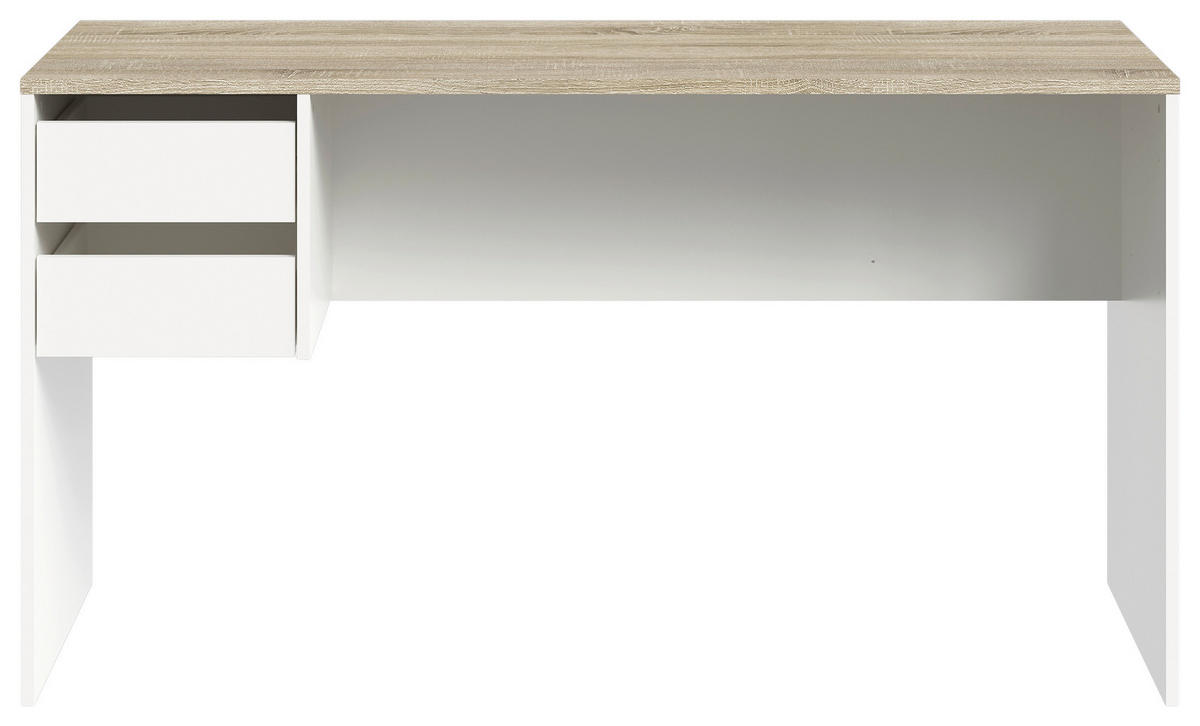 Schreibtisch  Eiche Sonoma Nachbildung weiß B/H/T: ca. 138x75x50 cm Kehl_2_Schreibtisch 388-002 - Eiche/weiß (138,00/75,00/50,00cm)