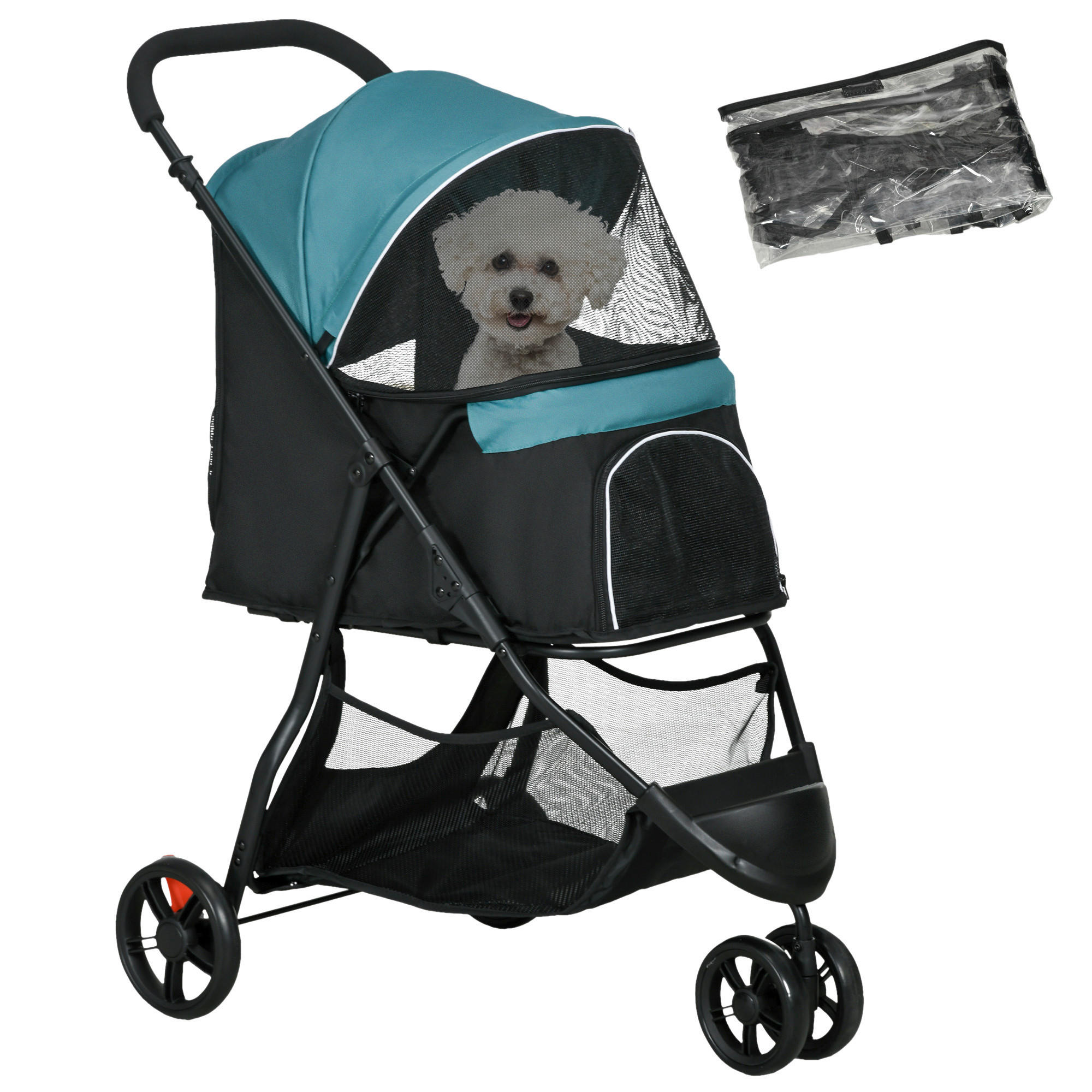 PawHut Hunde-Zubehör dunkelgrün Kunststoff B/H/L: ca. 51,5x80,5x100 cm Hundebuggy - dunkelgrün (100,00/51,50/80,50cm) - PawHut